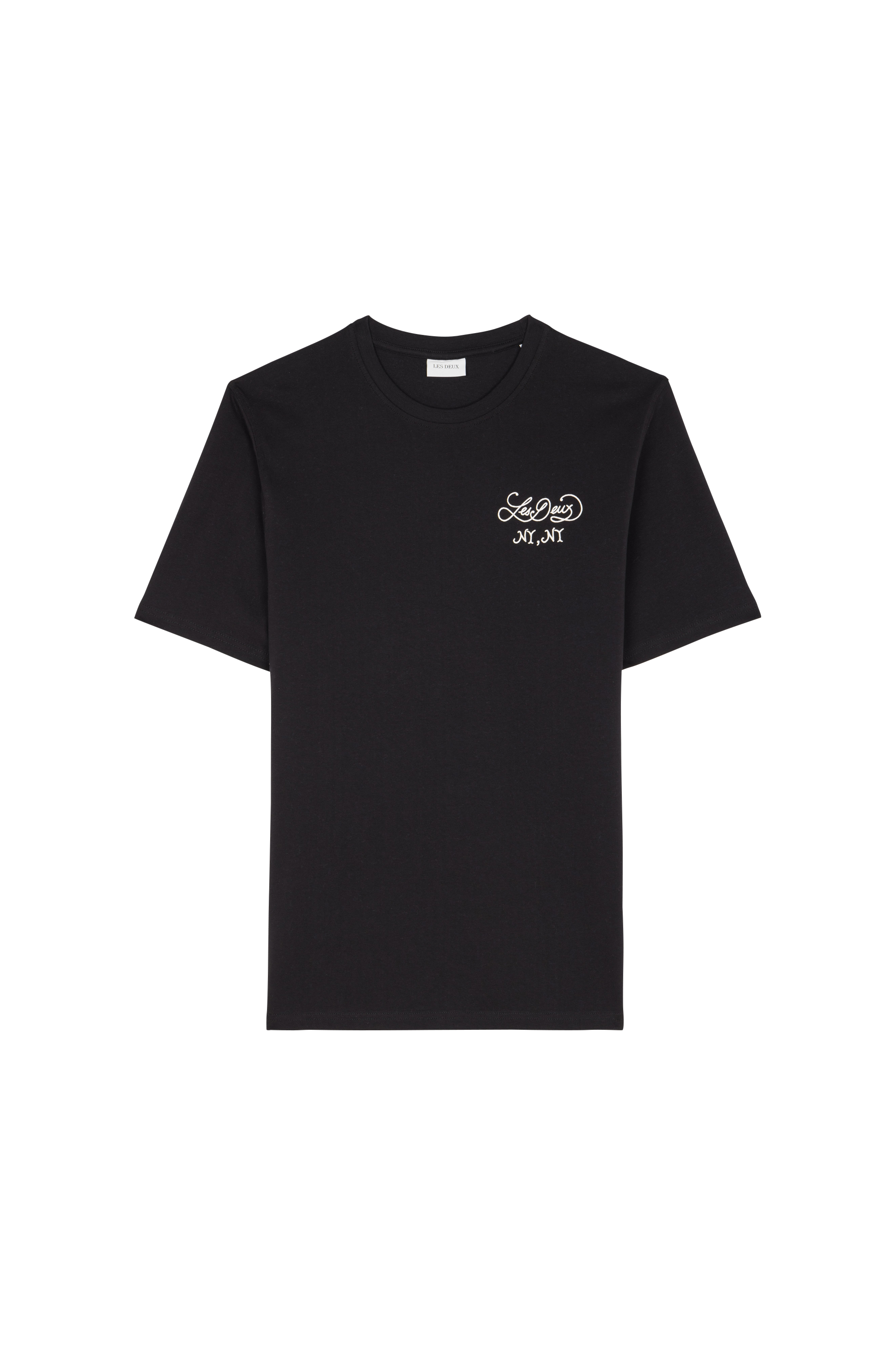 Regular-fit round-neck cotton T-shirt Black