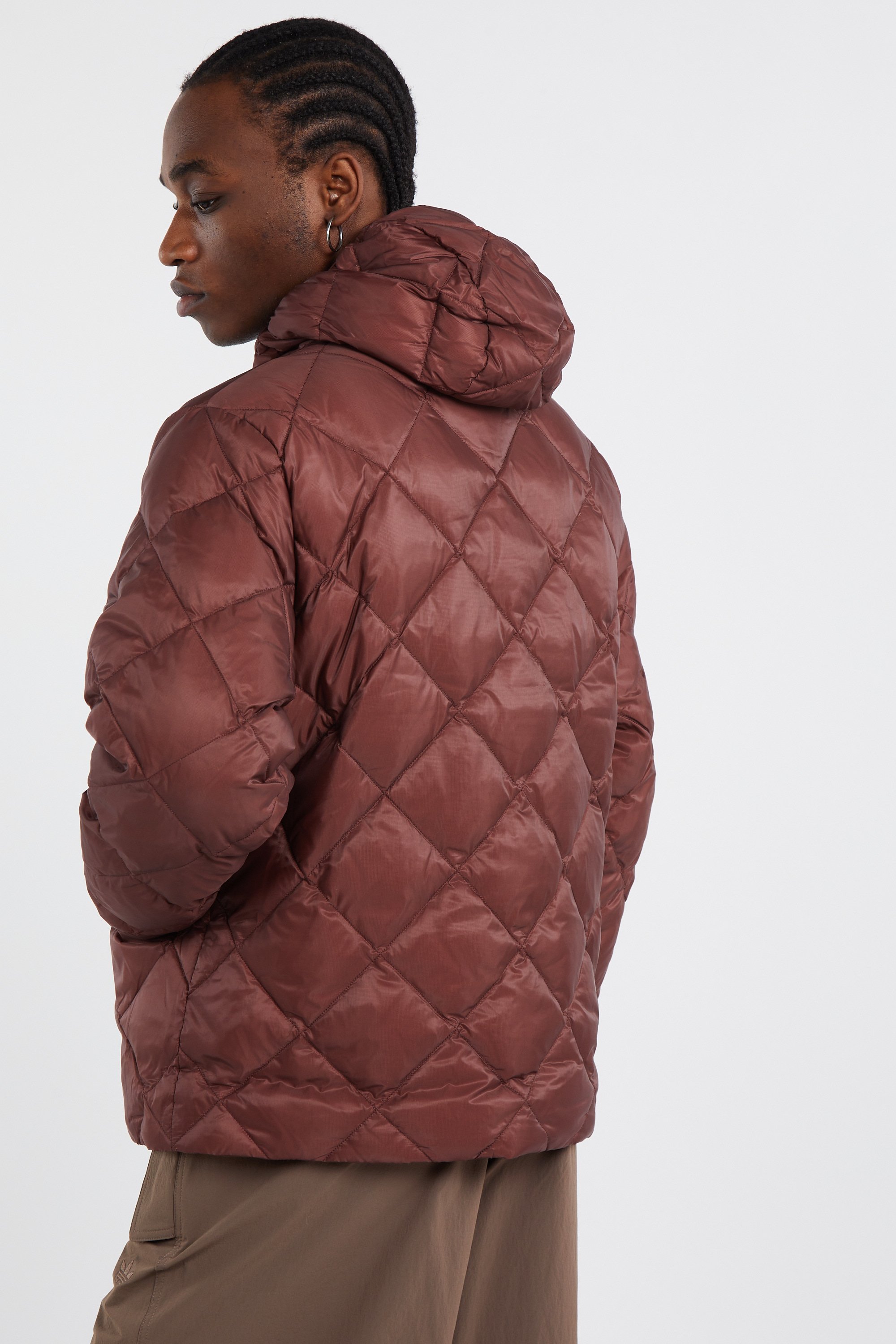 Lightweight quilted padded jacket with high neck Brown