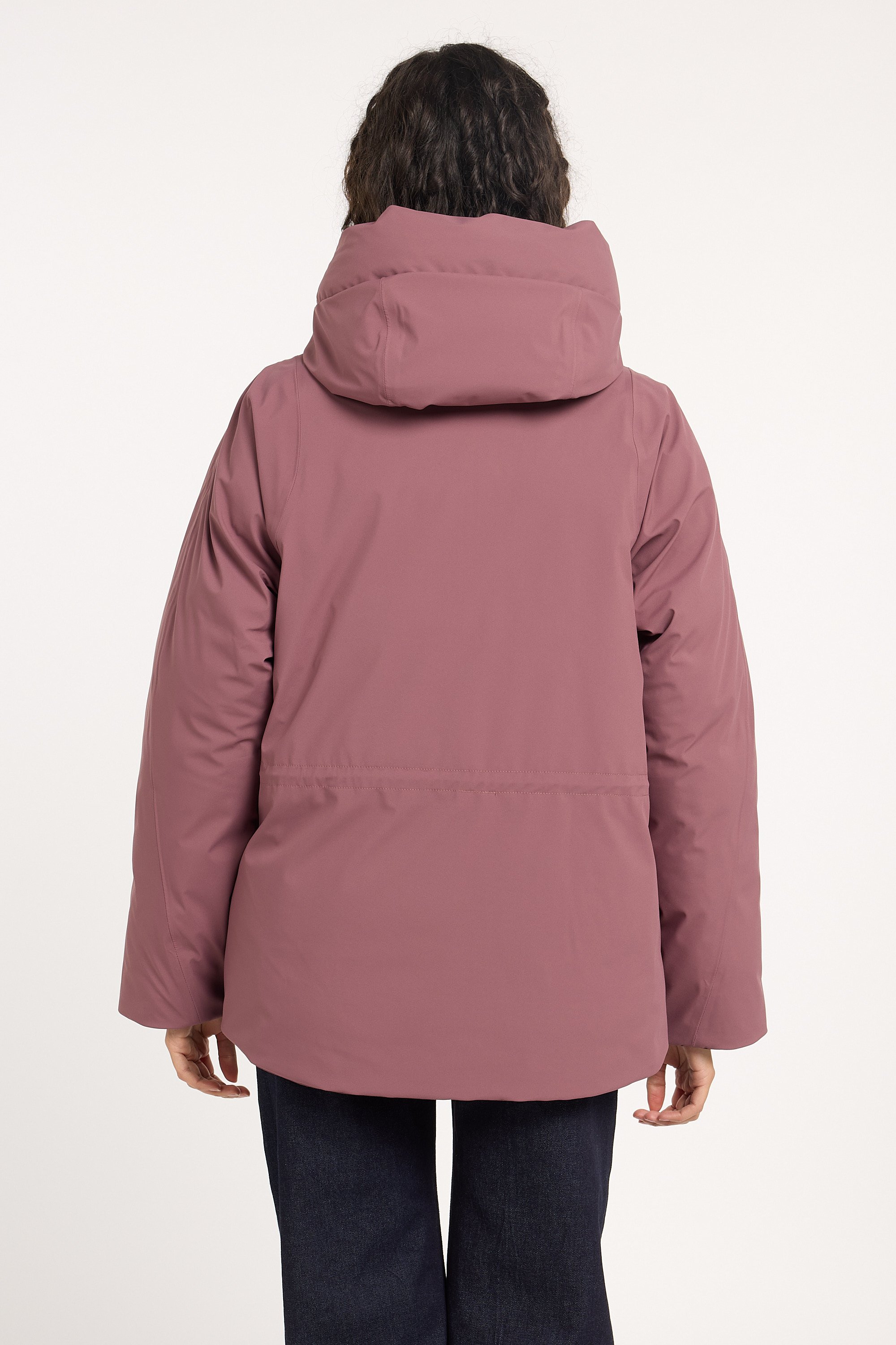 Zipped high-neck colorblock padded jacket with hood | Pink RAINS Women