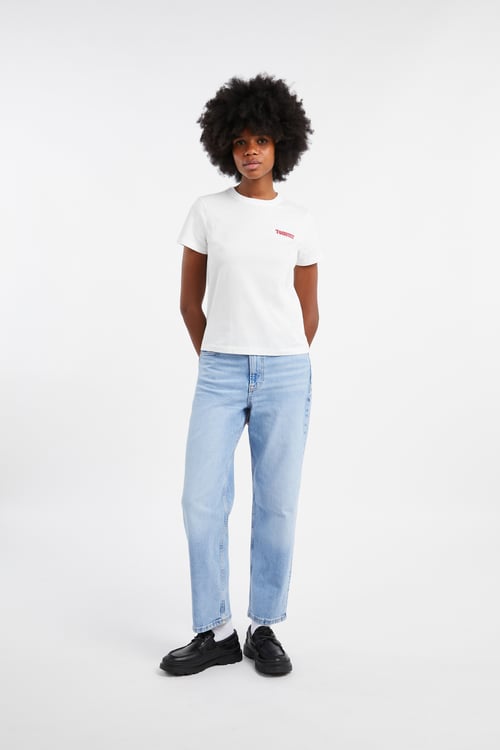 TOMMY JEANS Regular-fit round-neck cotton T-shirt White