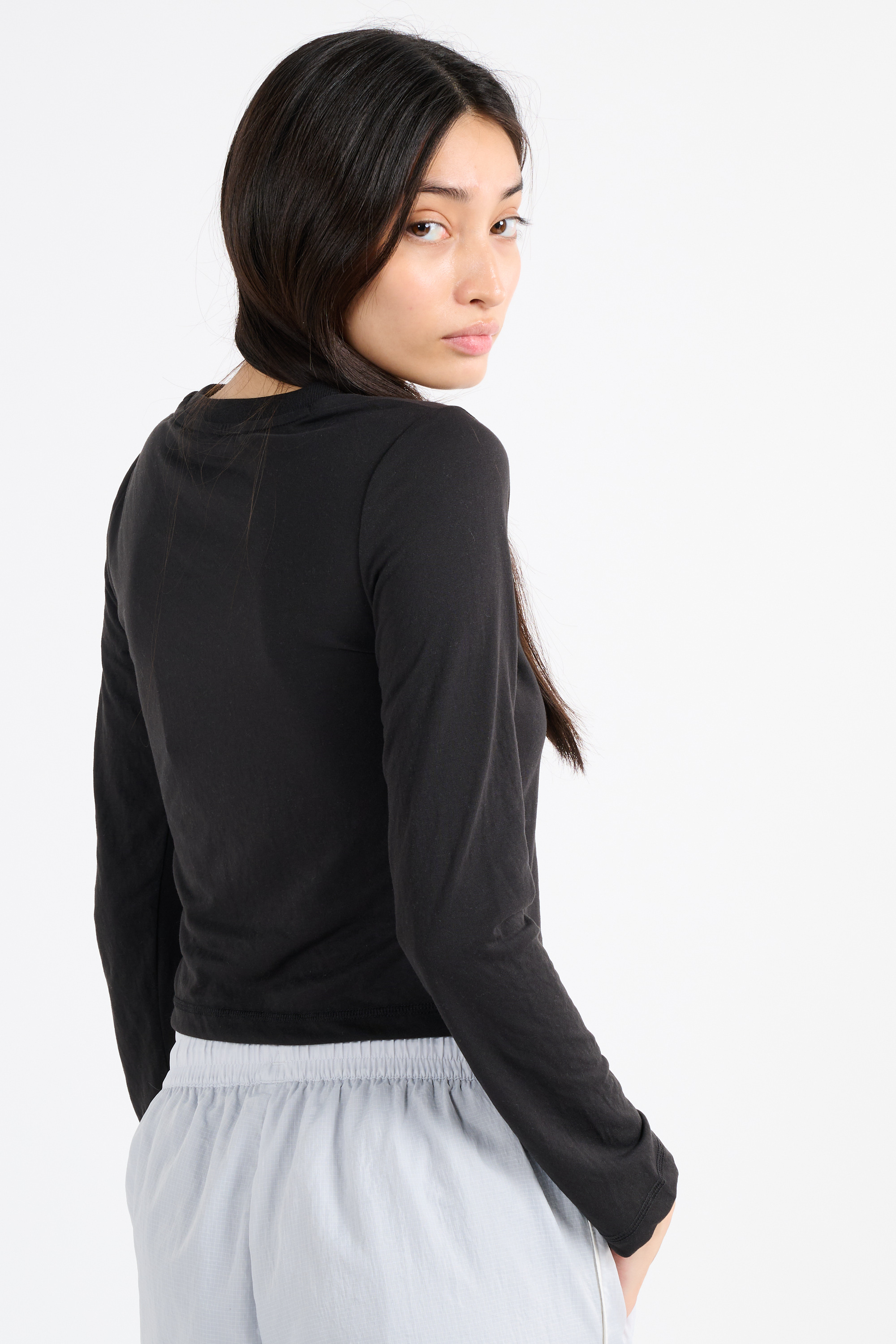 Regular-fit round-neck cotton T-shirt Black