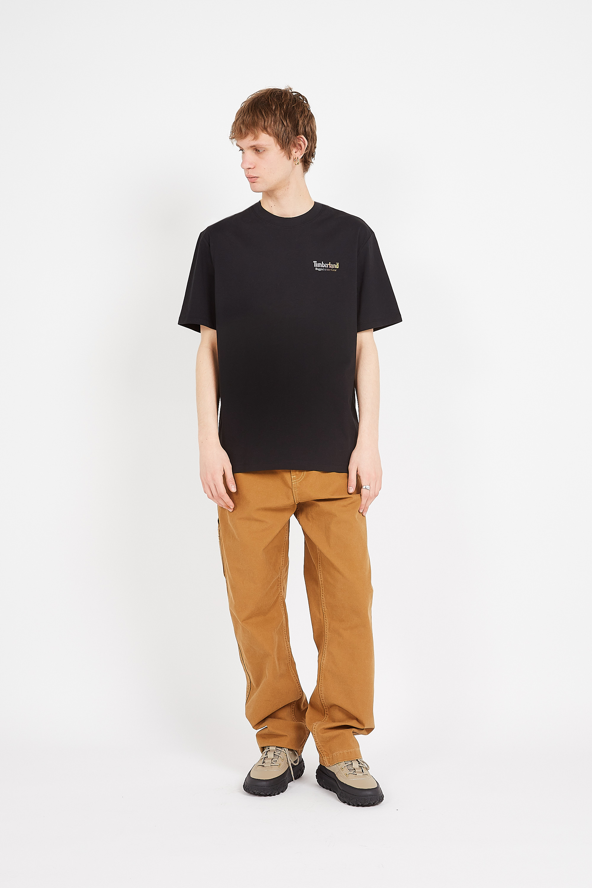 Regular-fit round-neck cotton T-shirt Black