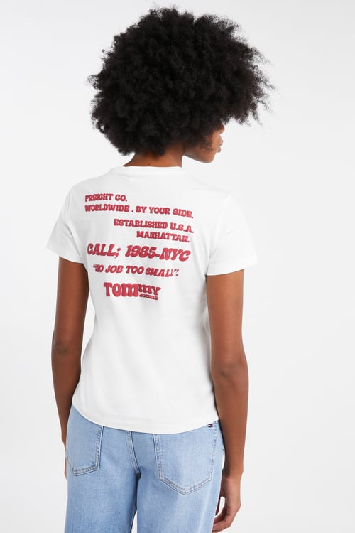 TOMMY JEANS Regular-fit round-neck cotton T-shirt White