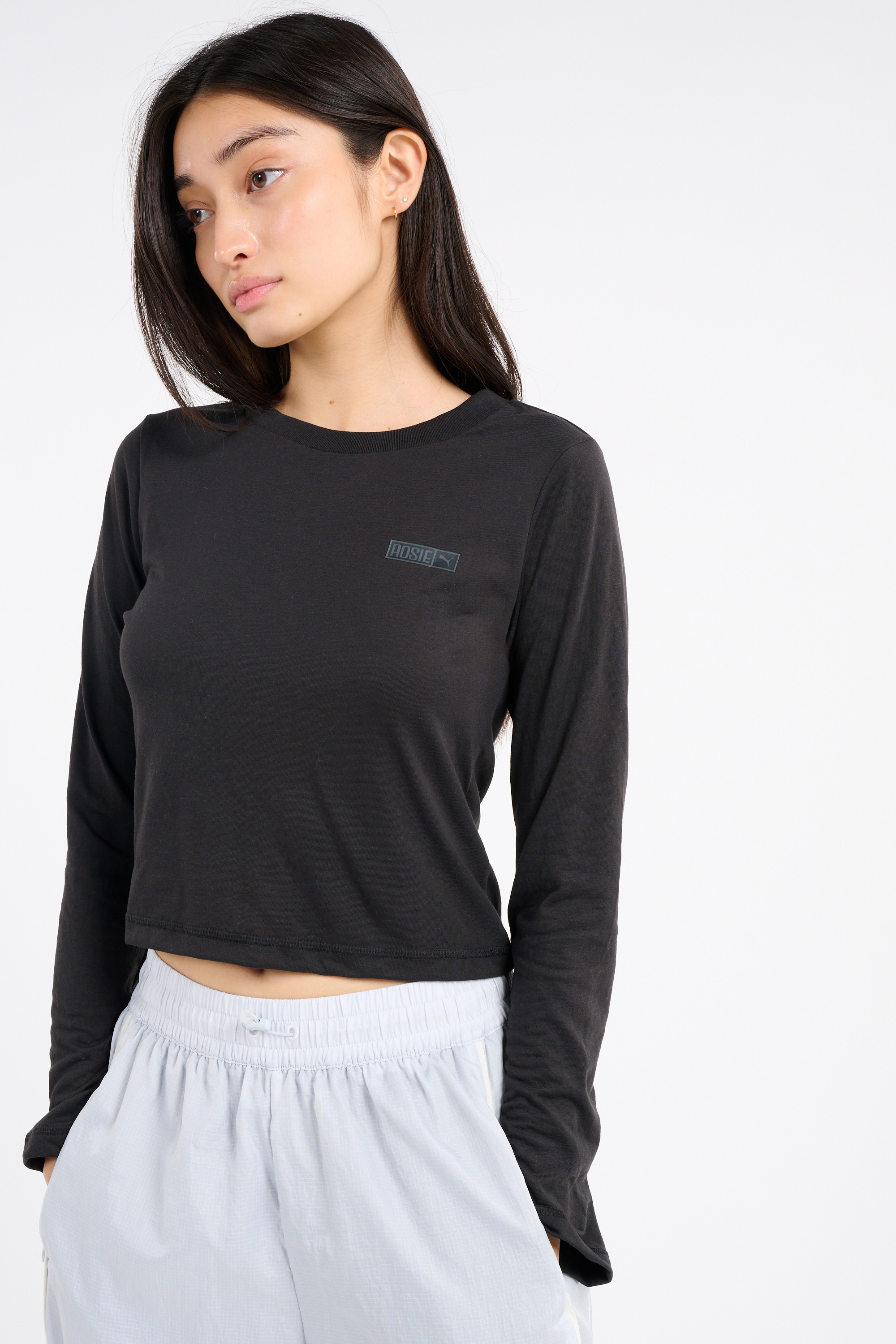Regular-fit round-neck cotton T-shirt Black