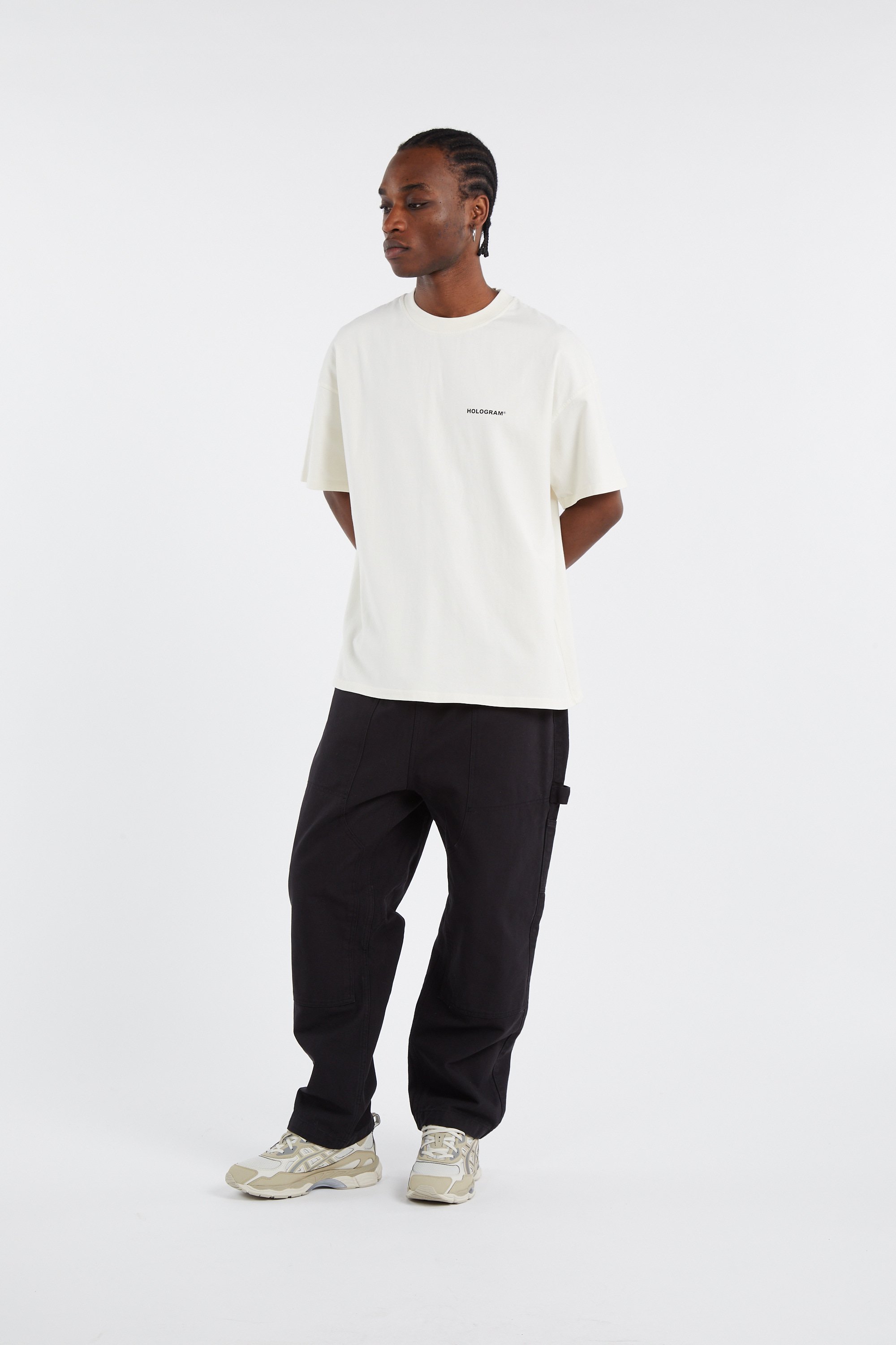 Regular-fit round-neck cotton T-shirt HOLOGRAM Beige