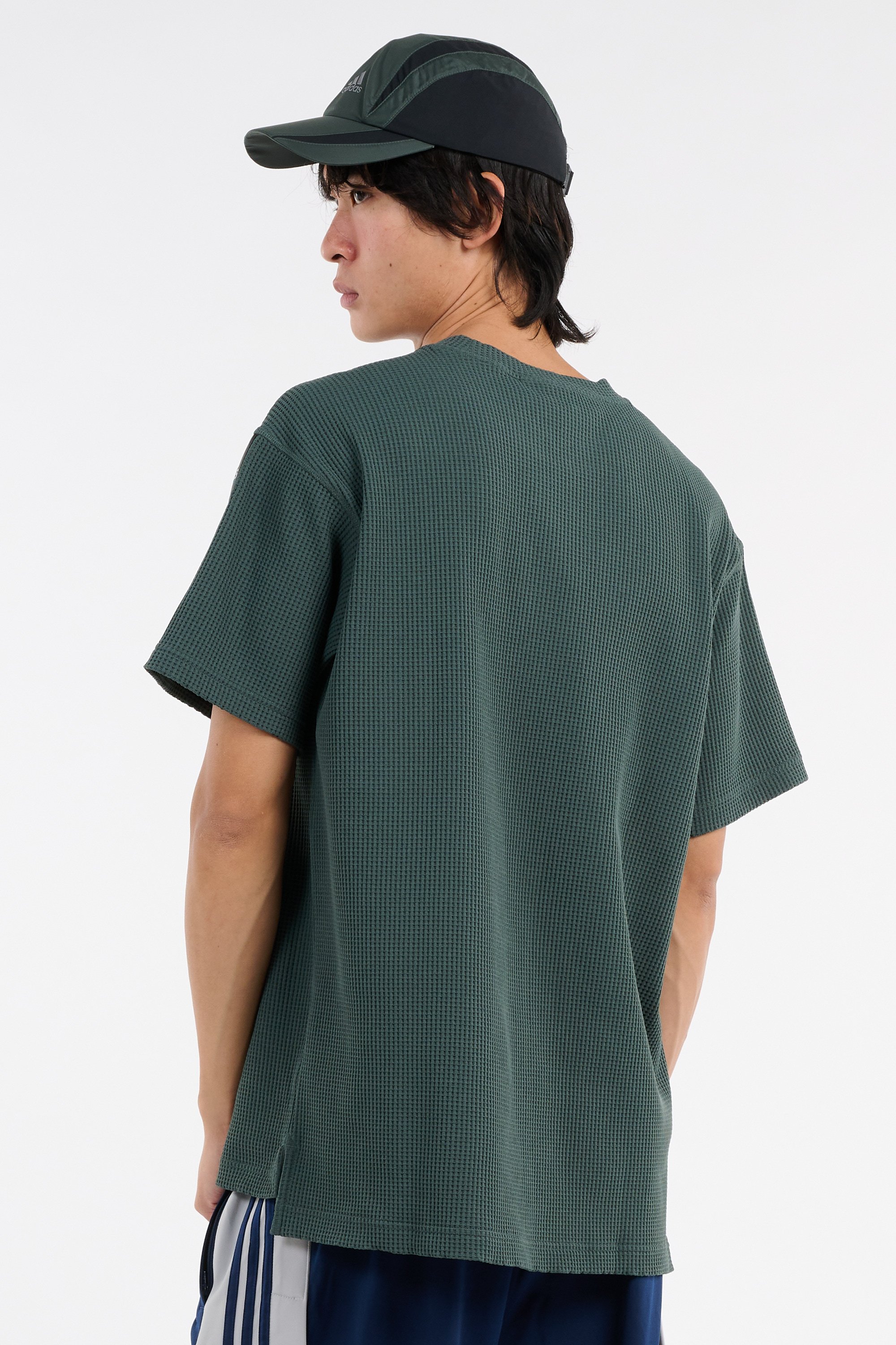 Regular-fit round-neck cotton T-shirt | Green ADIDAS Men