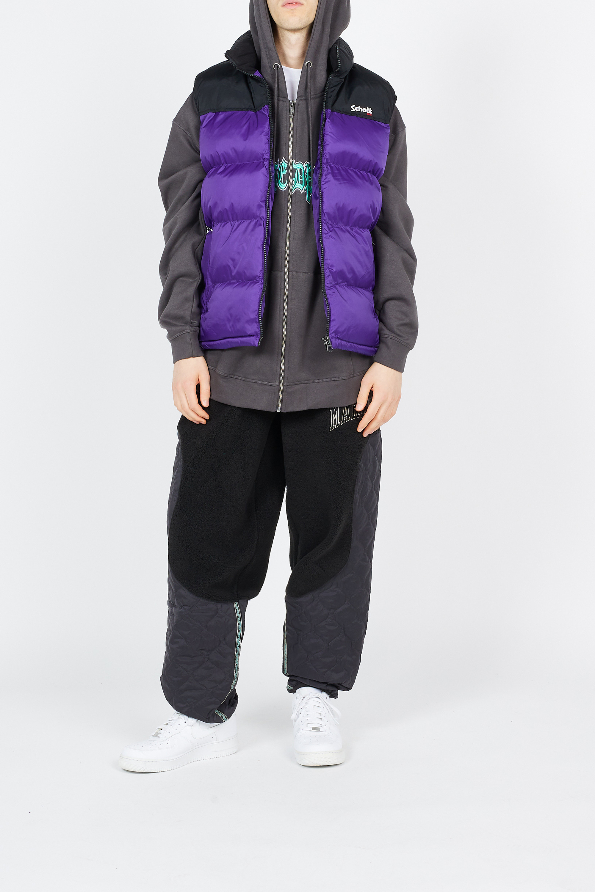Doudoune col montant droite sans manches SCHOTT Violet