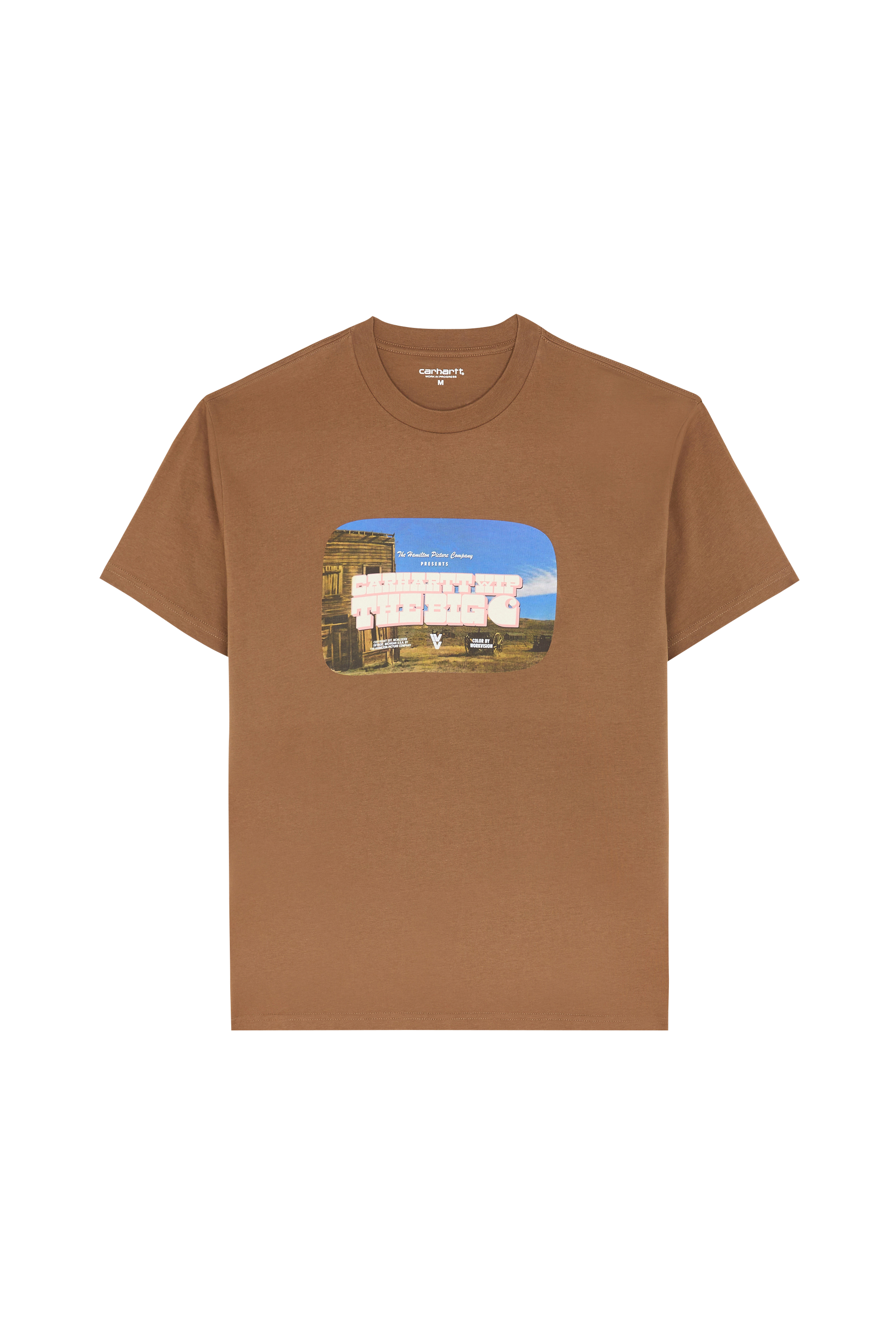 Regular-fit round-neck cotton T-shirt Brown