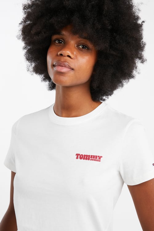 TOMMY JEANS Regular-fit round-neck cotton T-shirt White