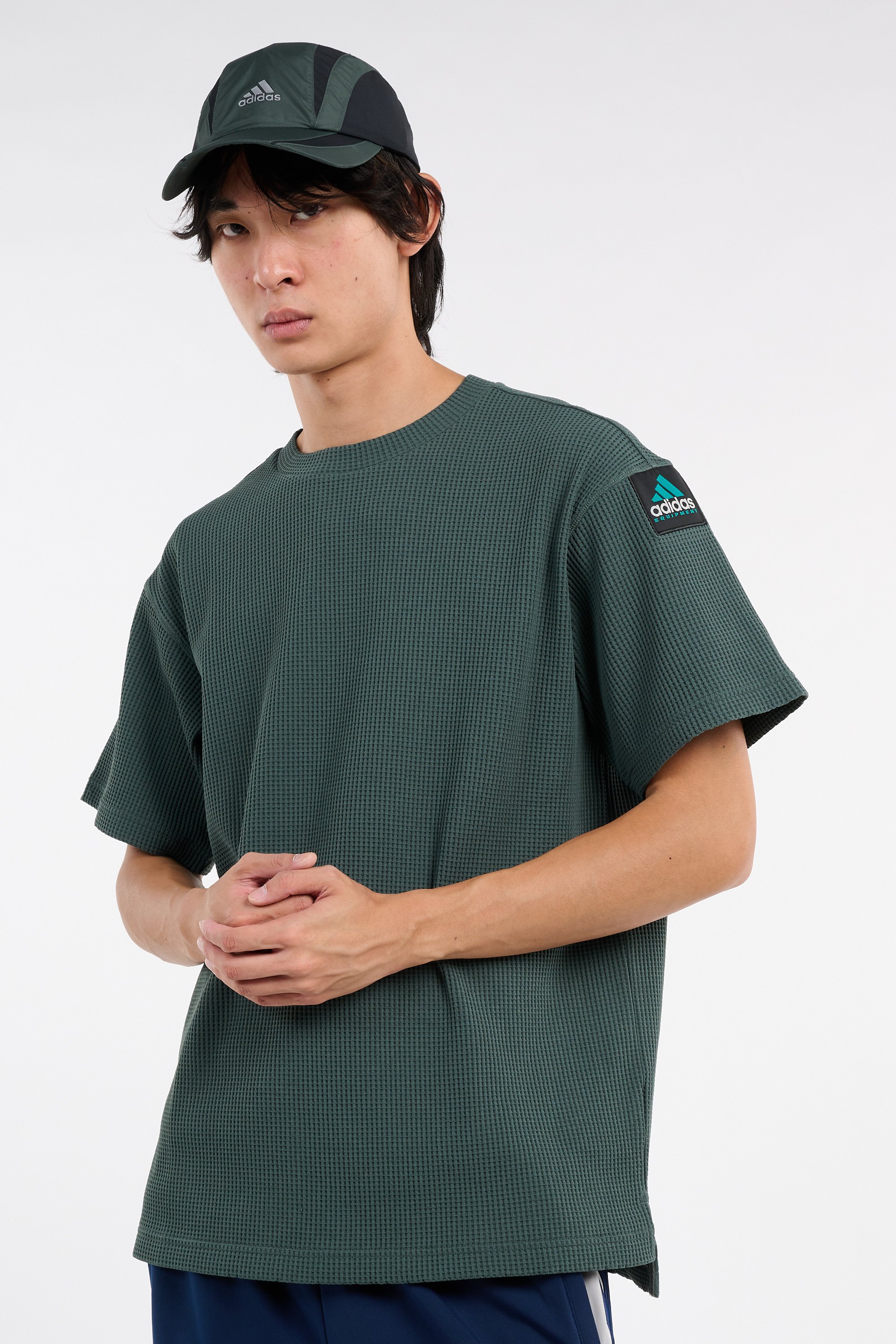 Regular-fit round-neck cotton T-shirt | Green ADIDAS Men