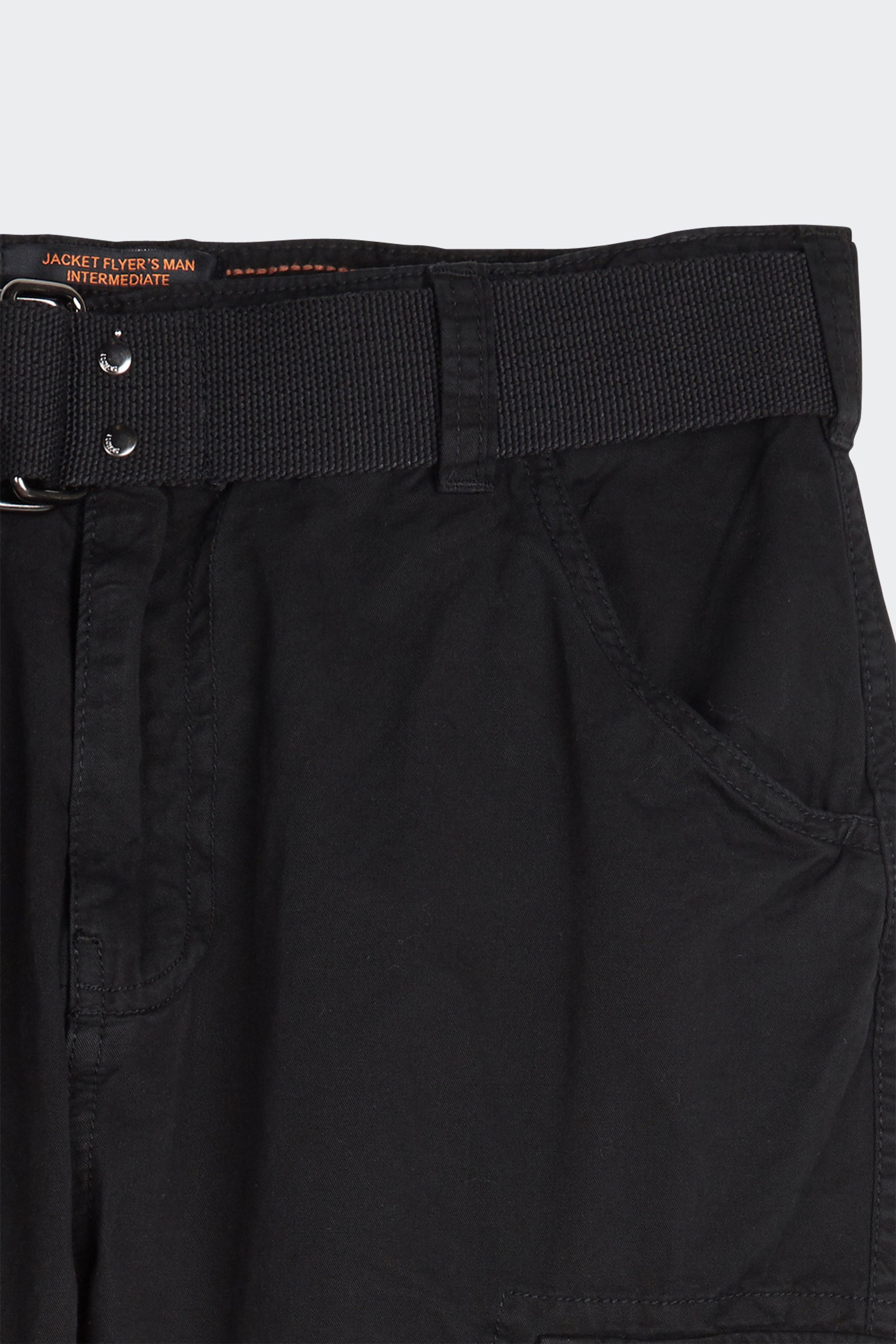Pantalon treillis ceinturé  | Noir by SCHOTT Pantalon treillis ceinturé  Noir