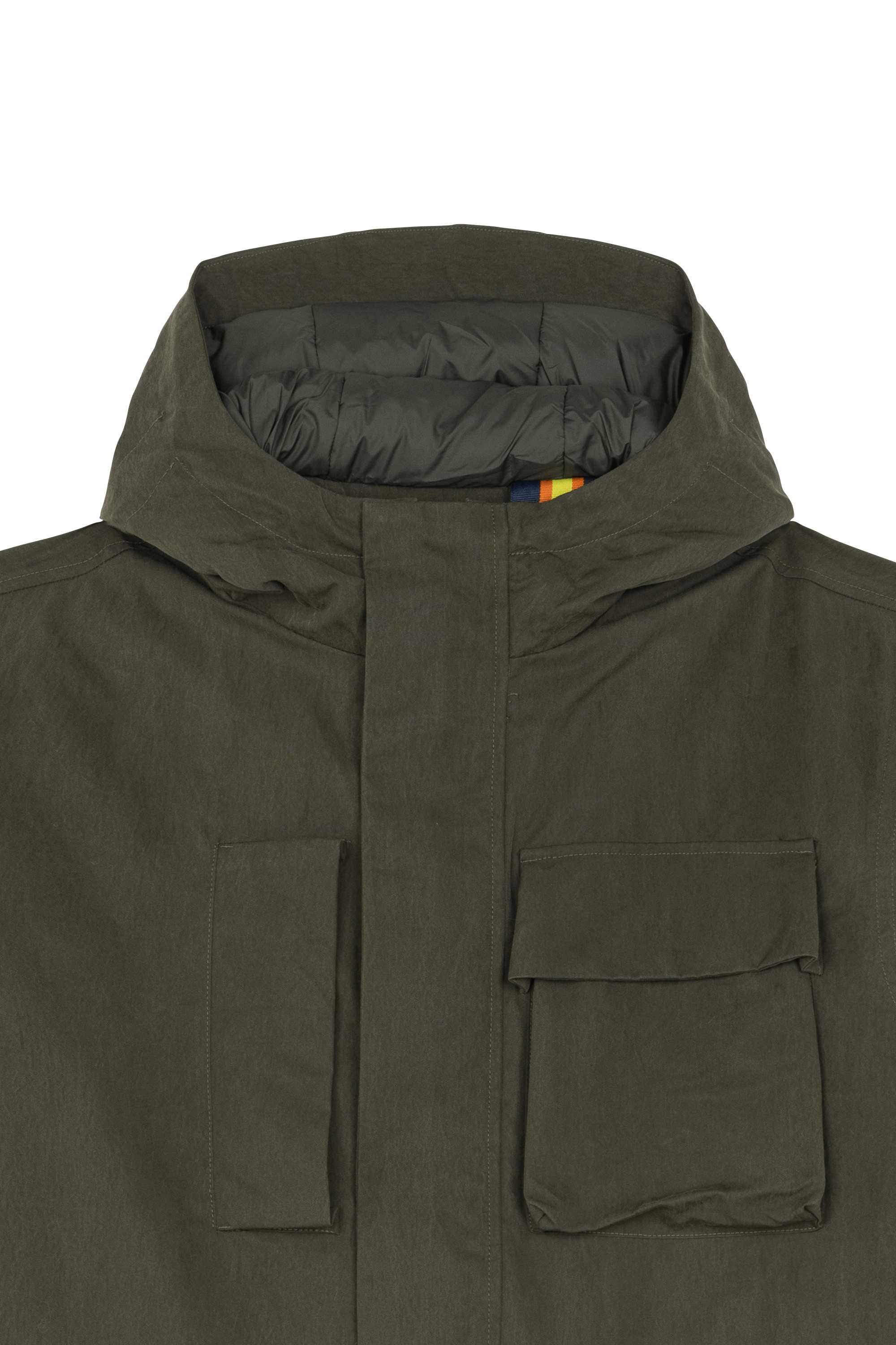 Lightweight quilted padded jacket with high neck Khaki