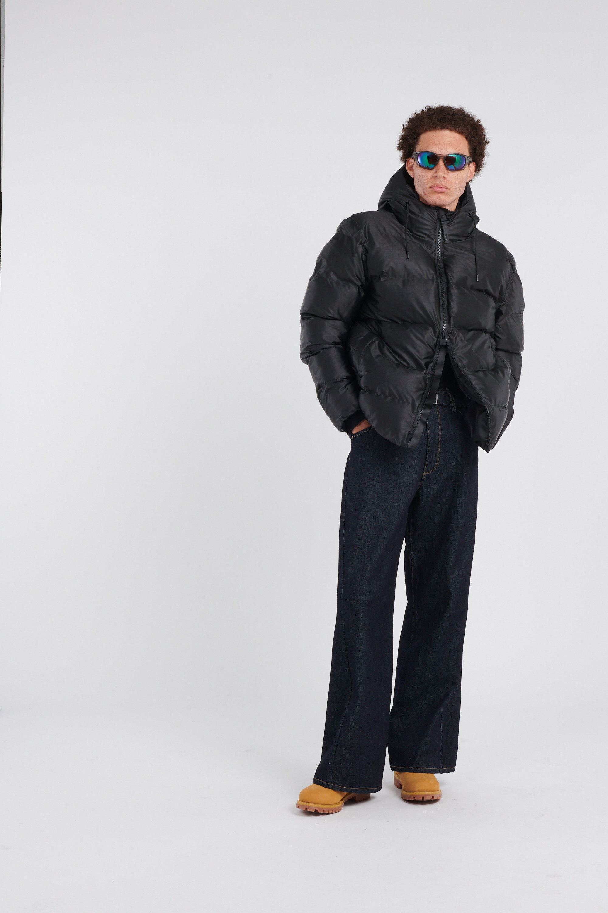 Lightweight quilted padded jacket with high neck Black