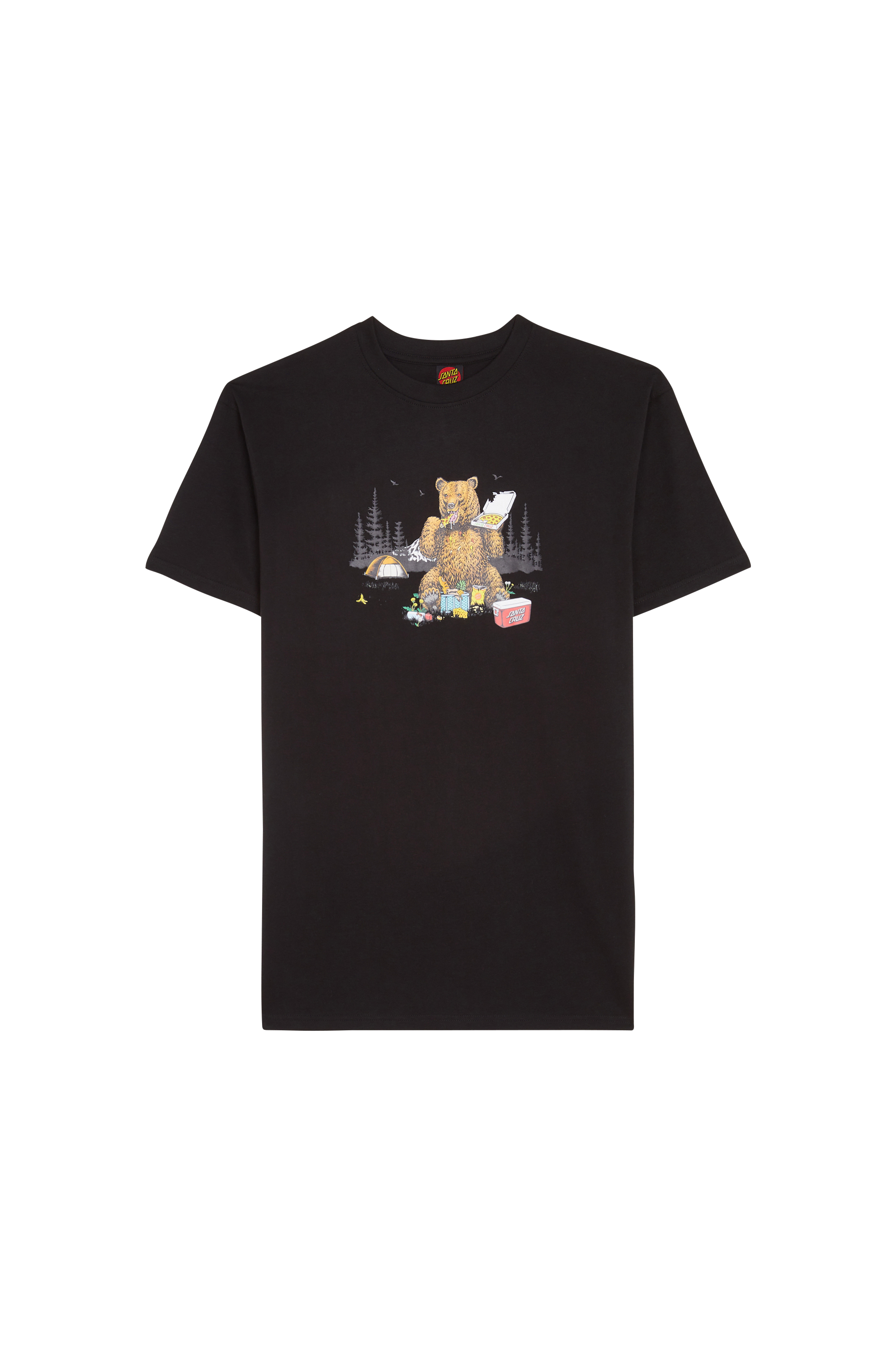 Regular-fit round-neck cotton T-shirt Black