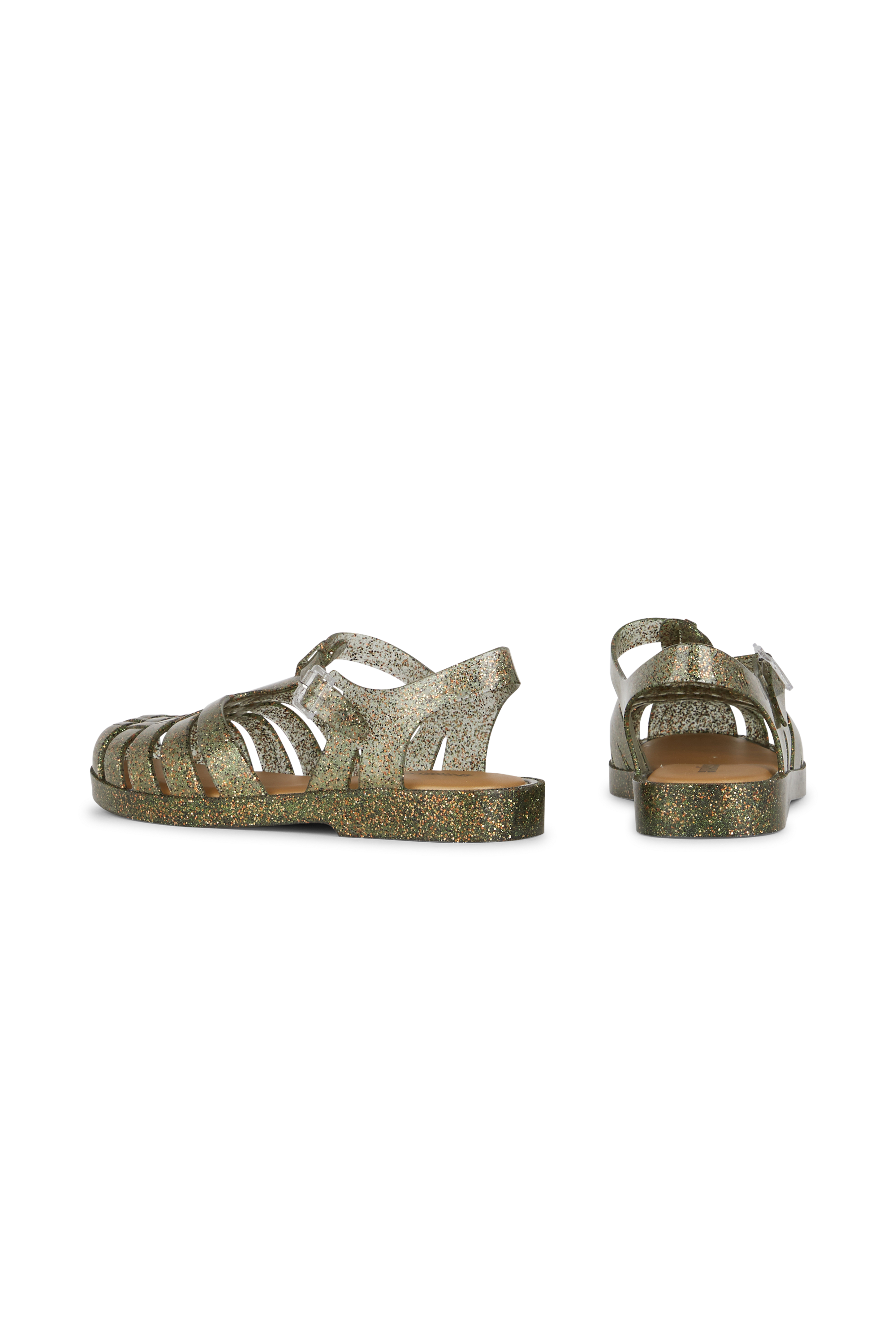Flat furry sheepskin sandals | Green MELISSA Women
