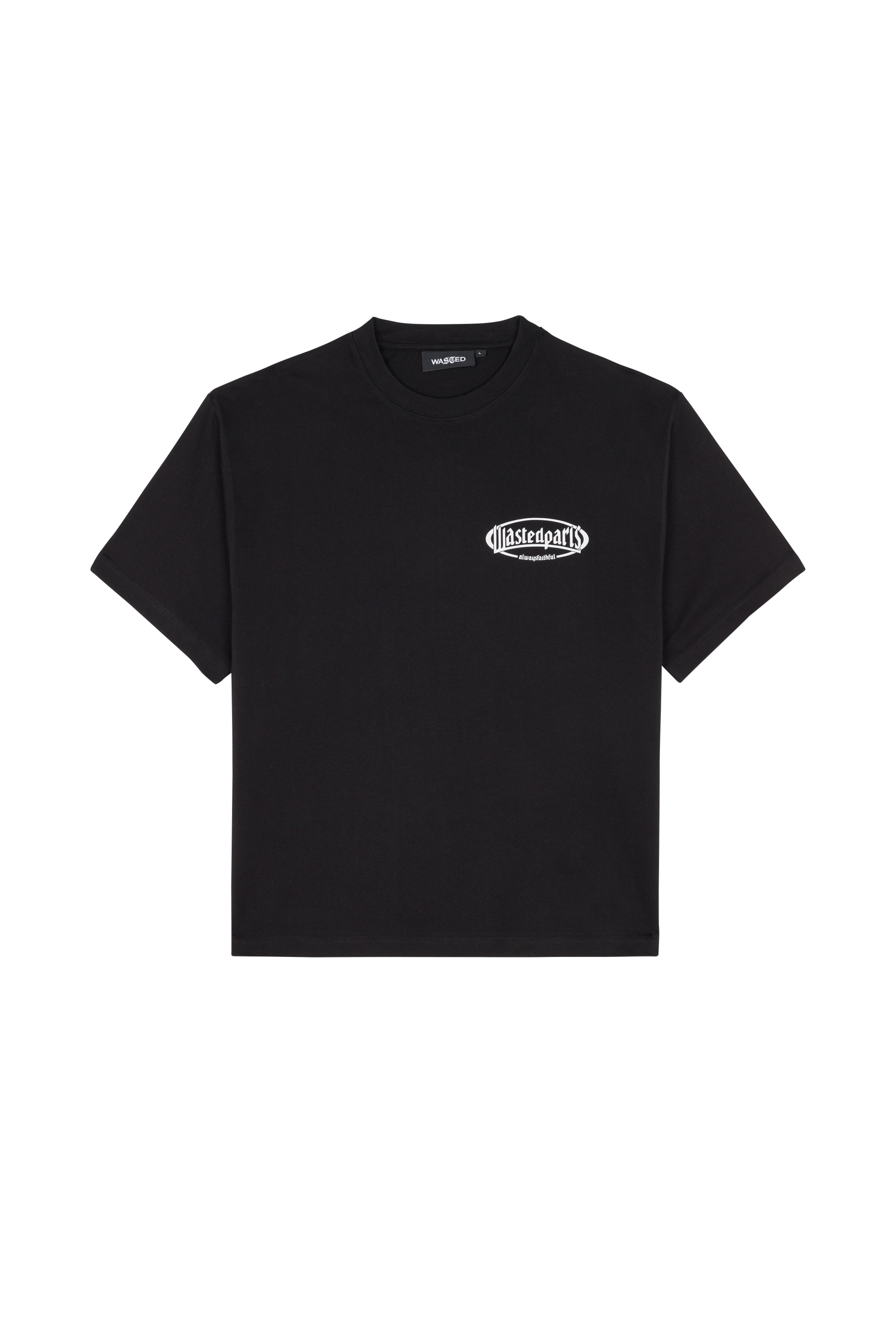 Regular-fit round-neck cotton T-shirt Black