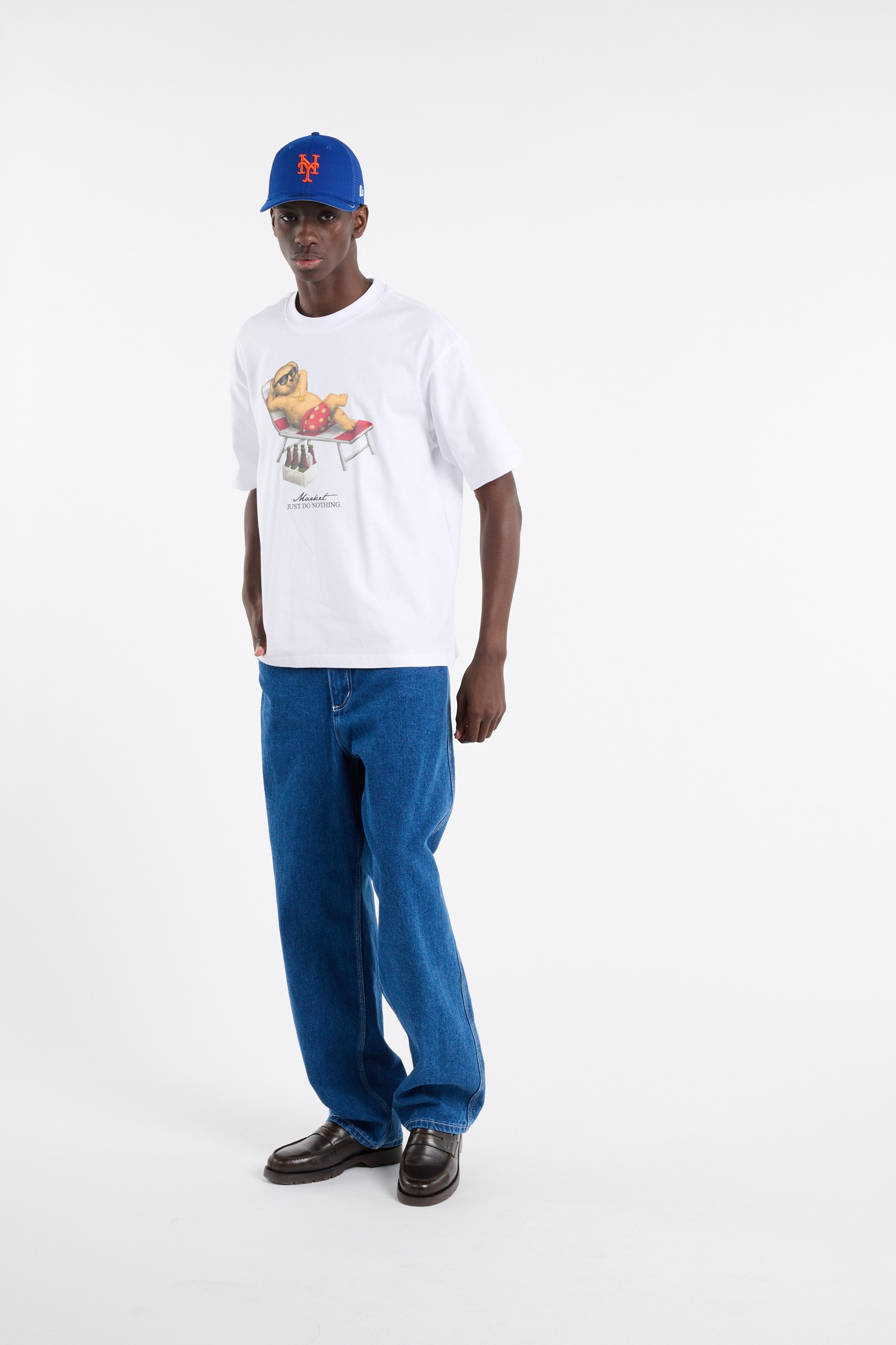 Regular-fit round-neck cotton T-shirt MARKET White