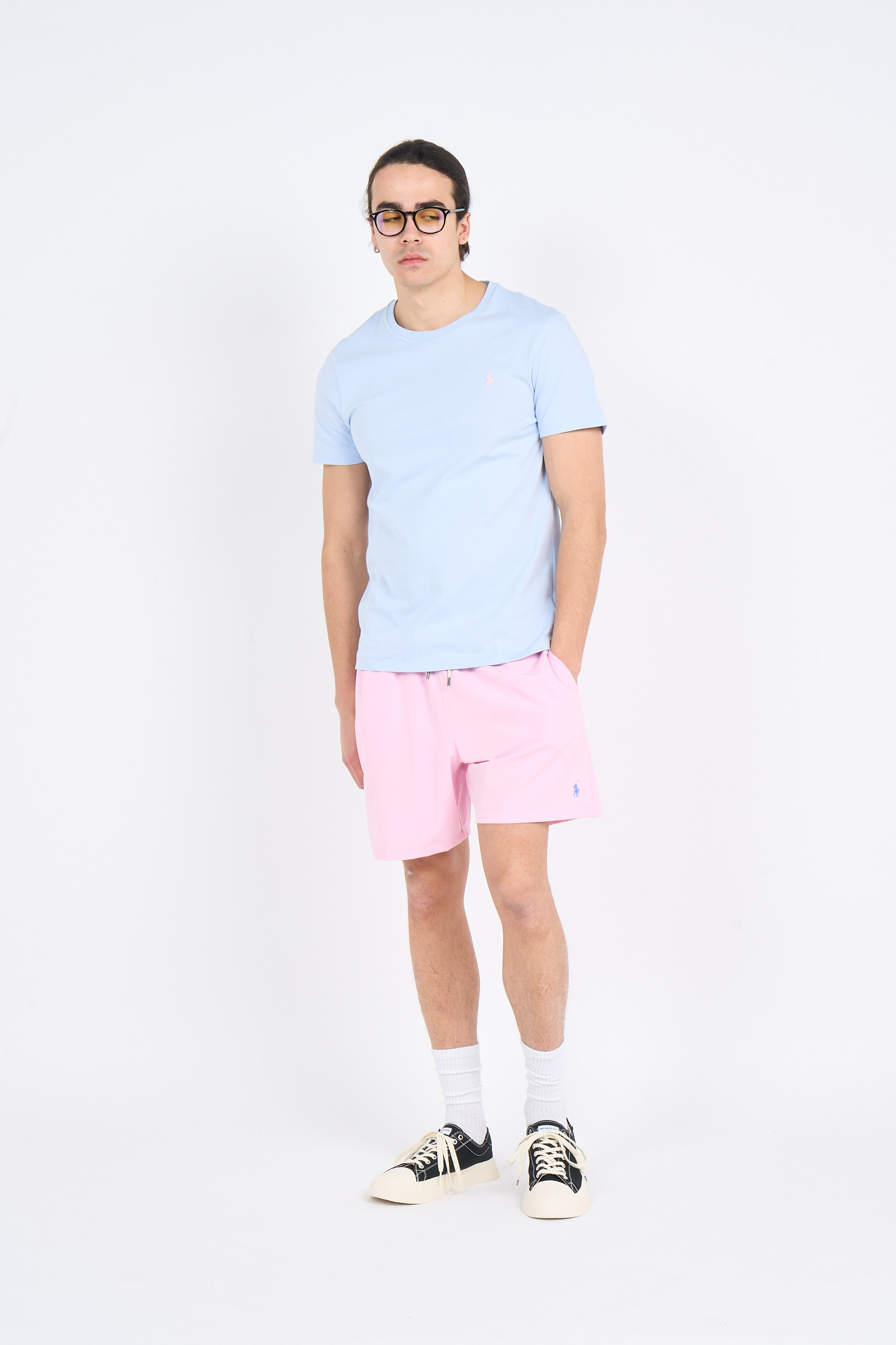 Regular-fit round-neck cotton T-shirt Blue