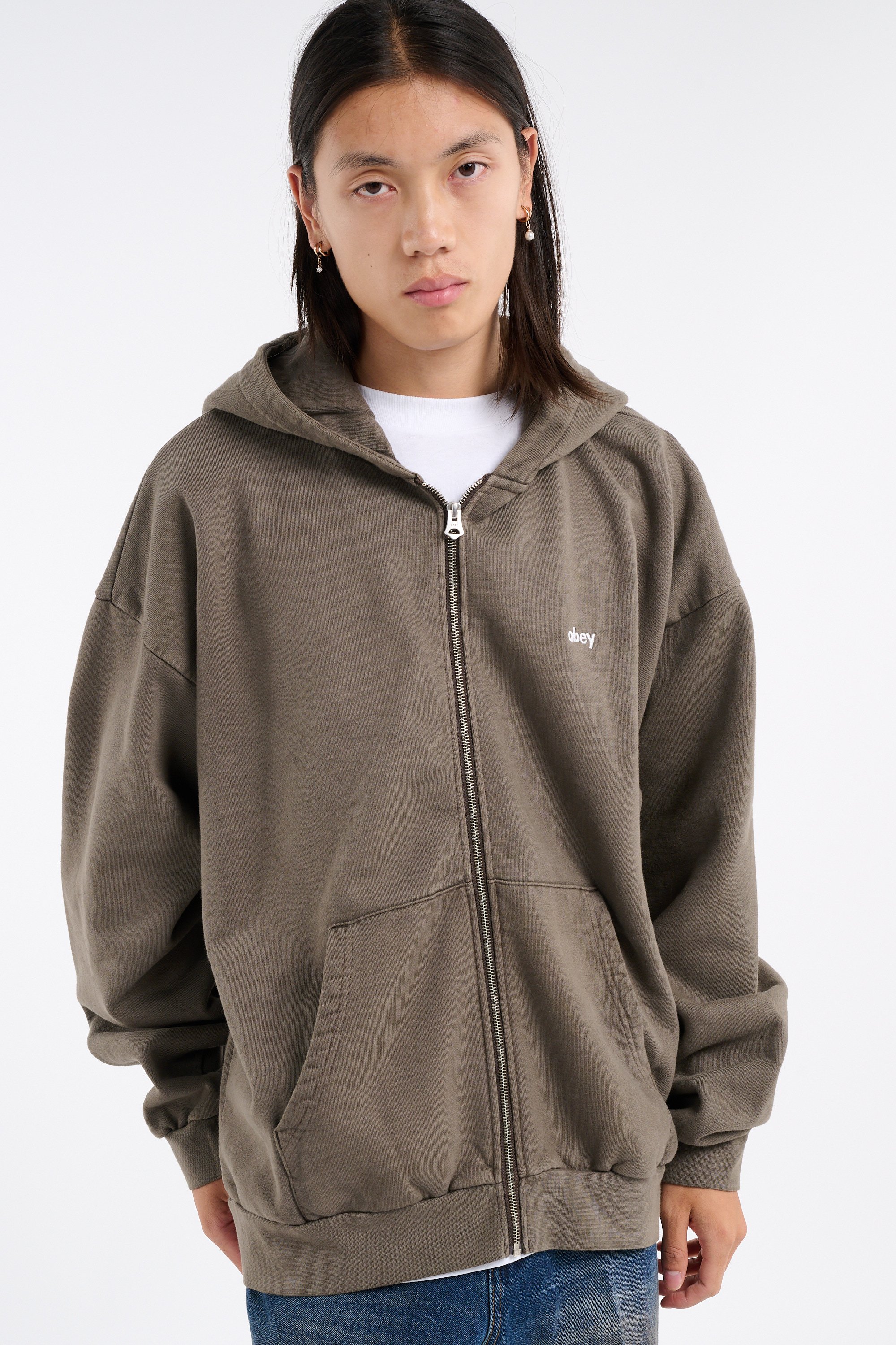 Hoodie zippé | Kaki OBEY Homme
