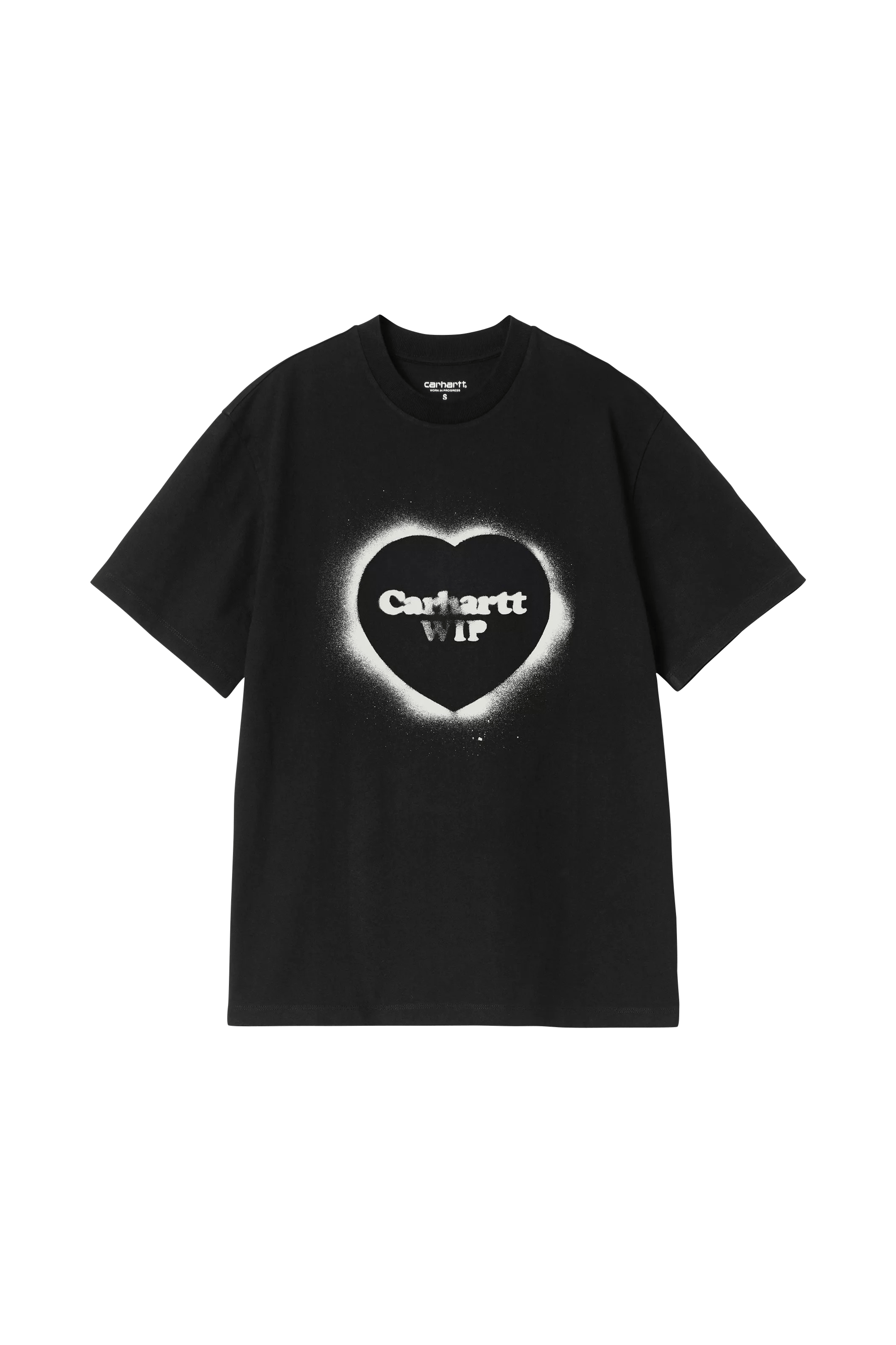 T-shirt col rond en coton bio SPRAY HEART Black