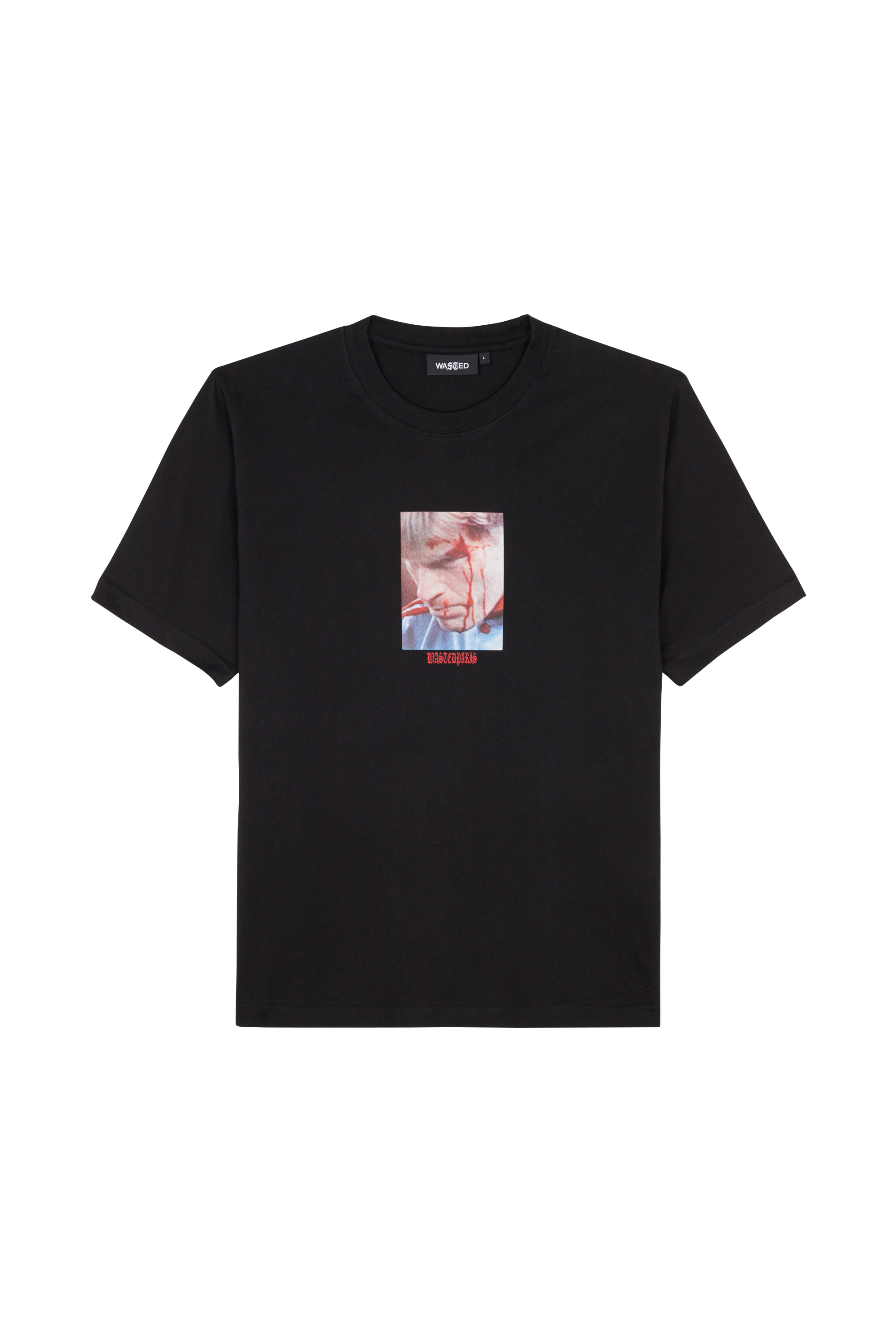 Regular-fit round-neck cotton T-shirt Black