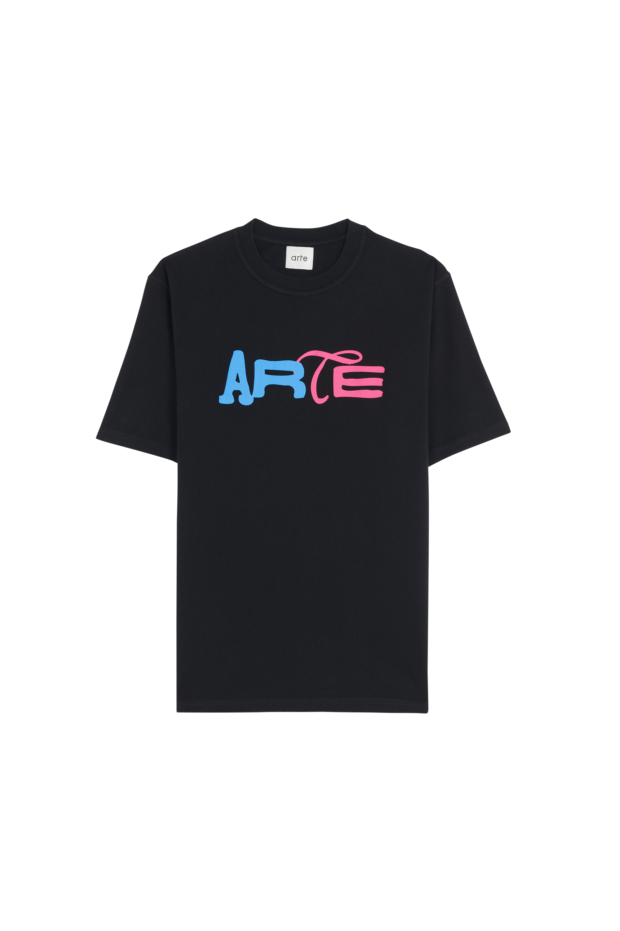 Regular-fit round-neck cotton T-shirt Black