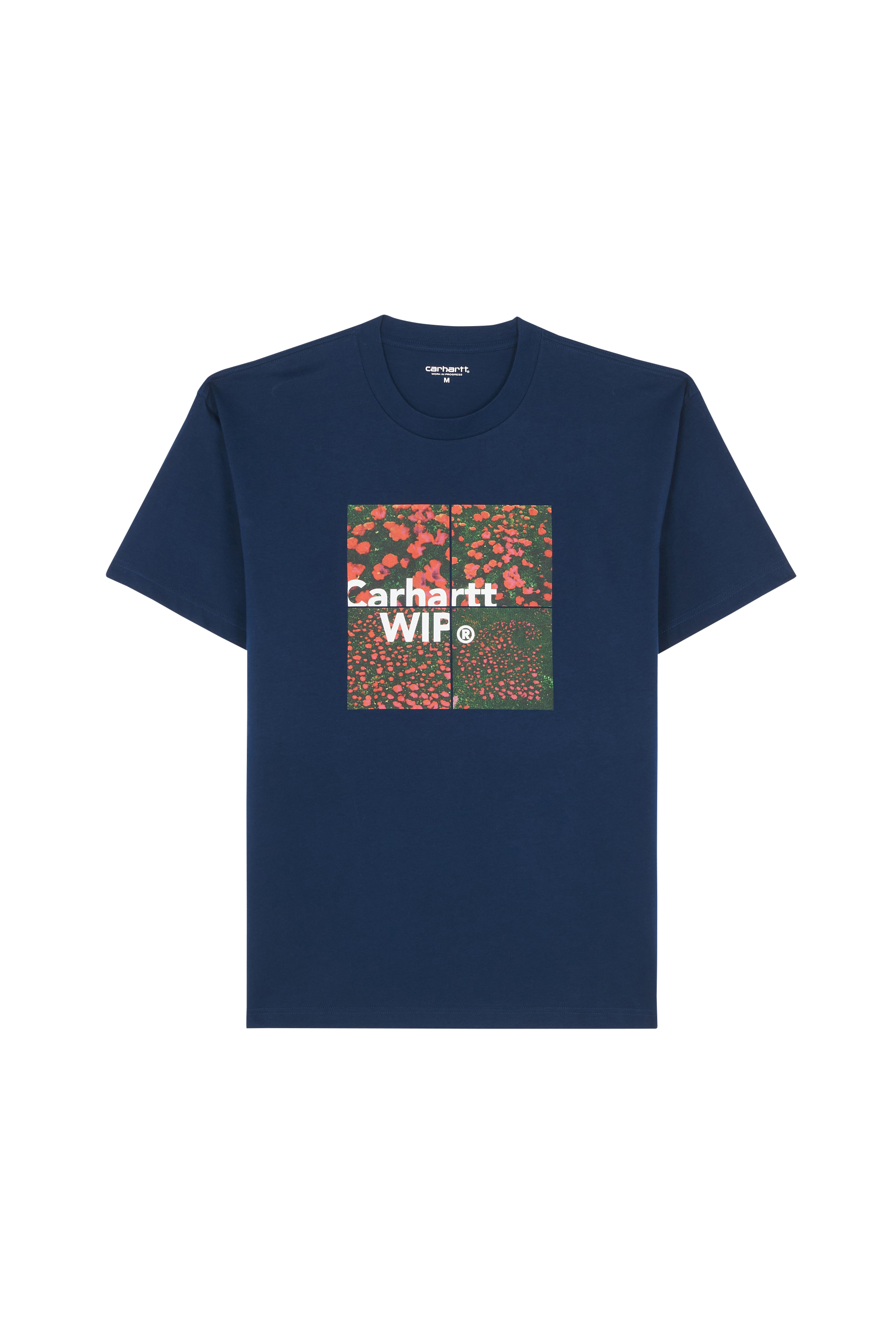 Regular-fit round-neck cotton T-shirt Blue