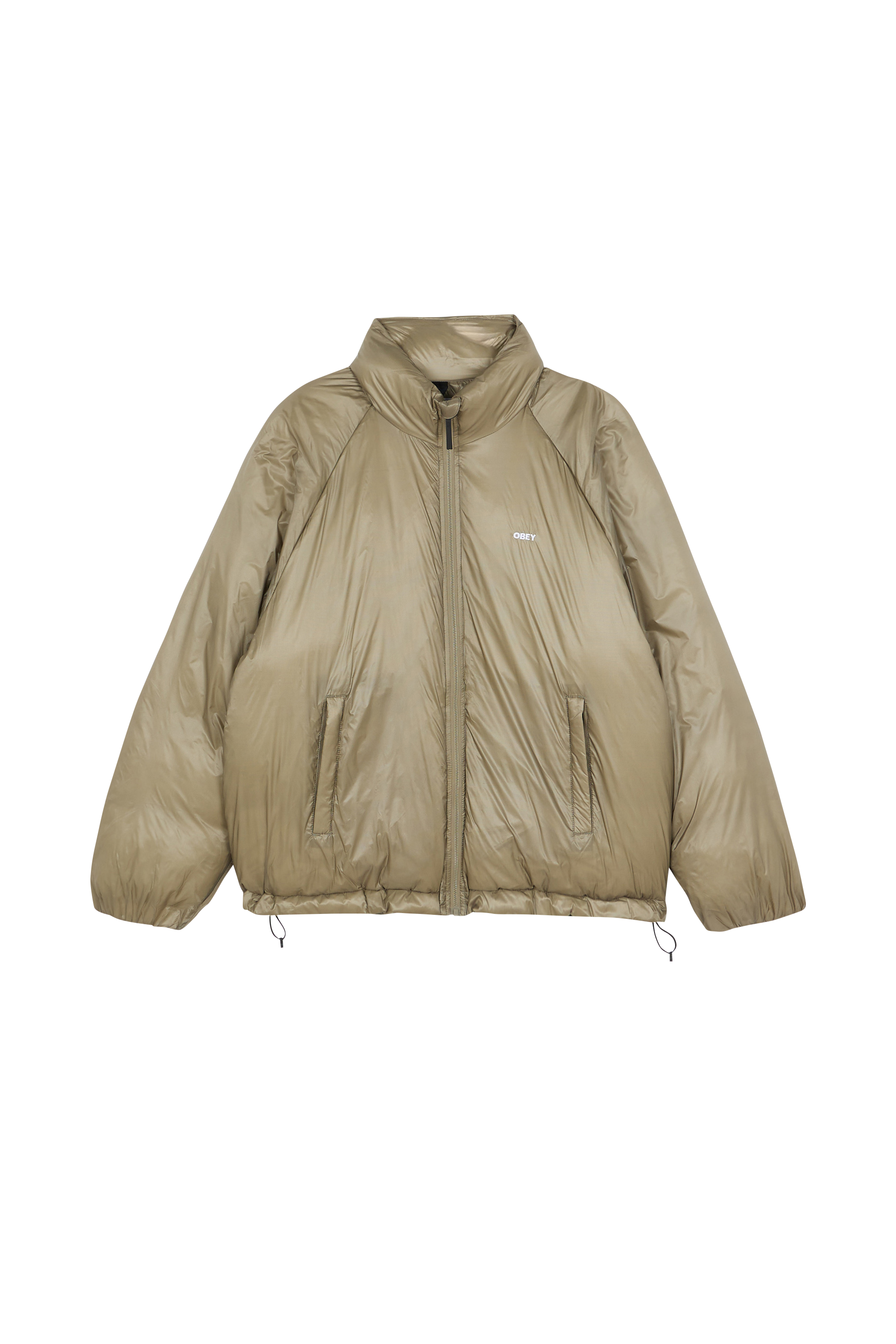 Lightweight quilted padded jacket with high neck Khaki