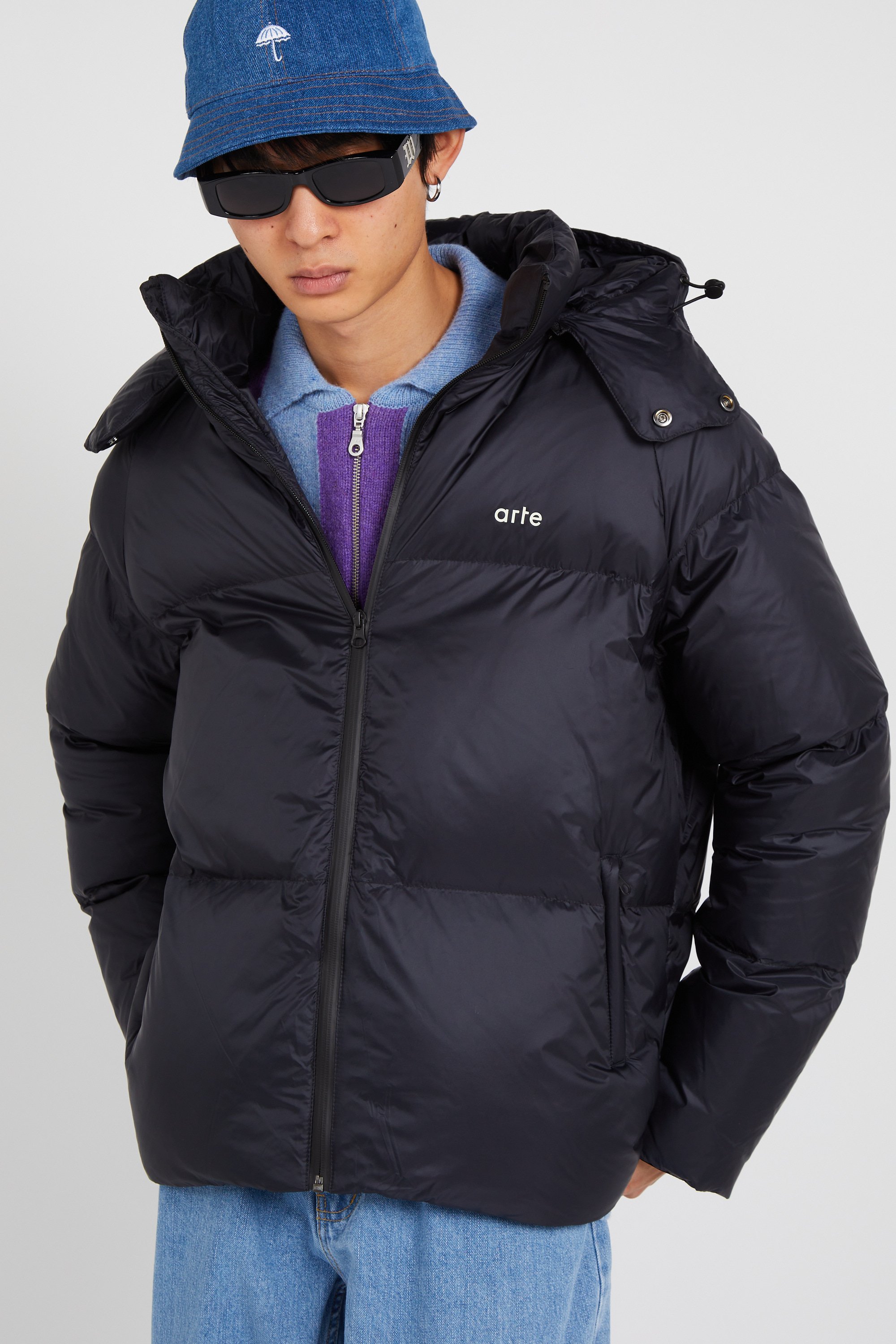 Lightweight quilted padded jacket with high neck Black