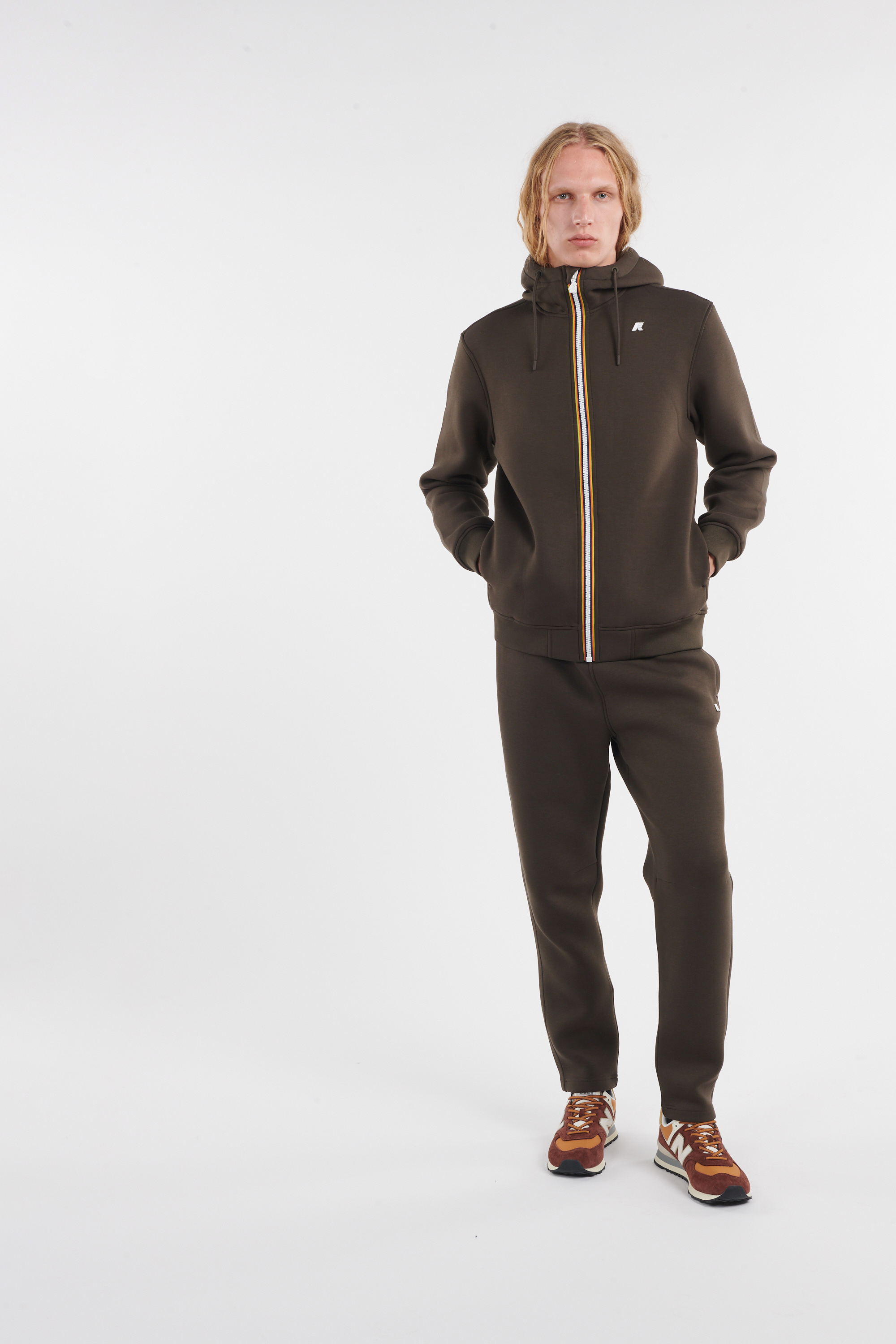 Hoodie zippé Kaki