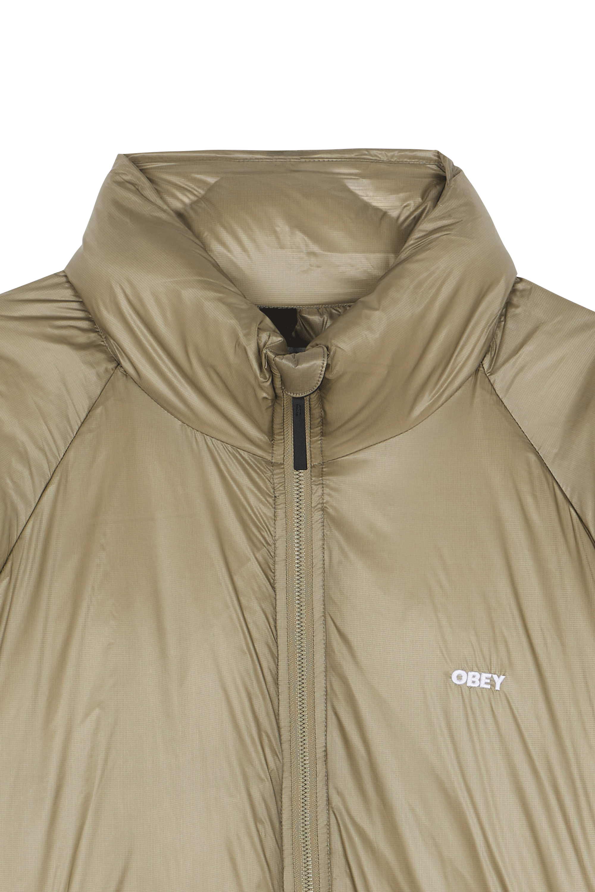 Lightweight quilted padded jacket with high neck Khaki