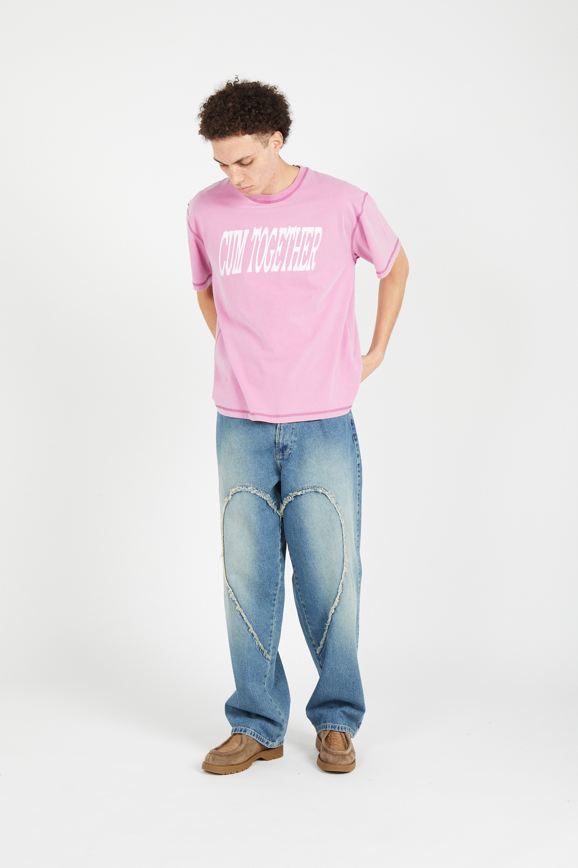 Regular-fit round-neck cotton T-shirt Pink