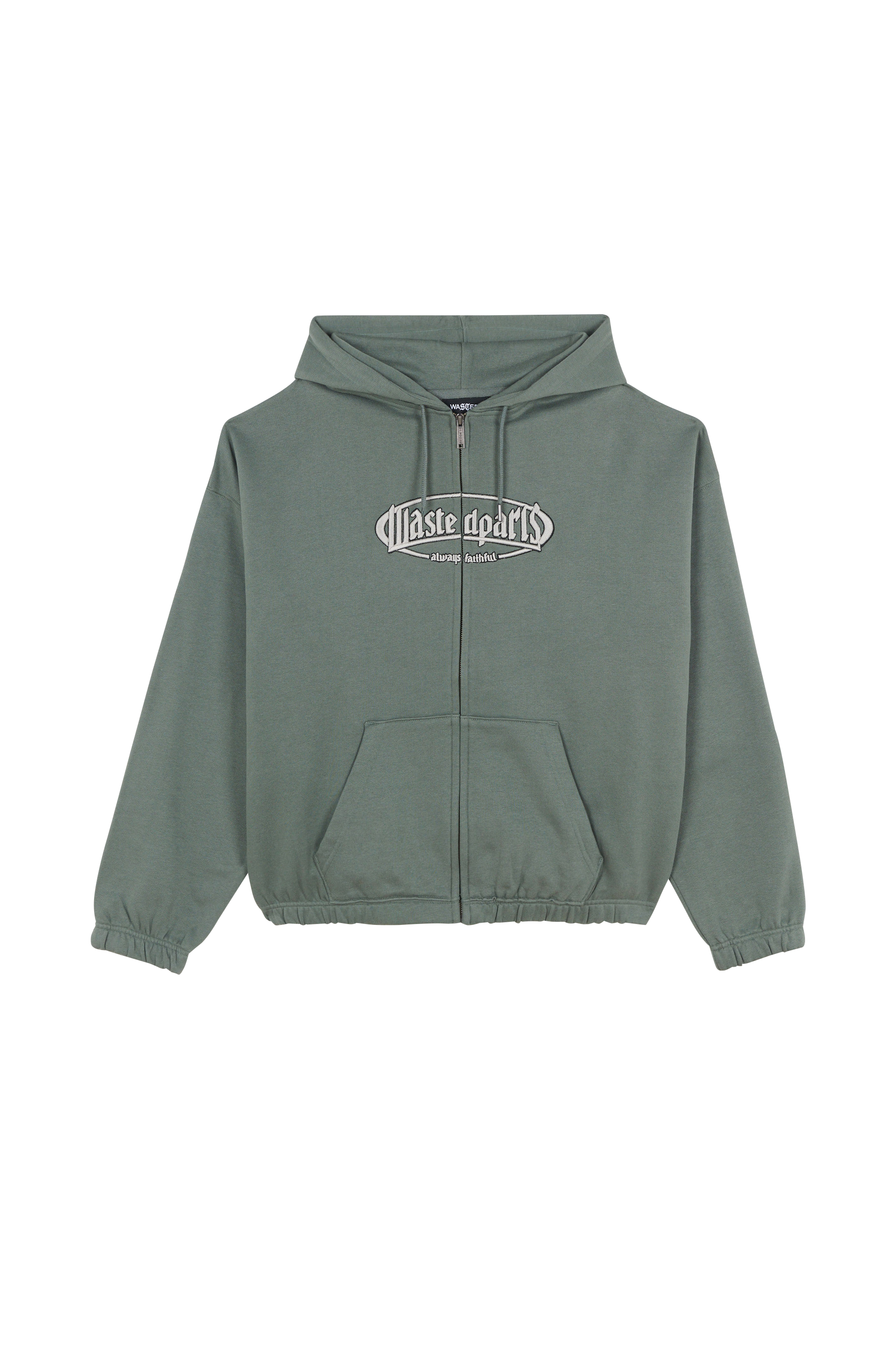 Regular-fit zip-up cotton-blend hoodie with Pony Player Green