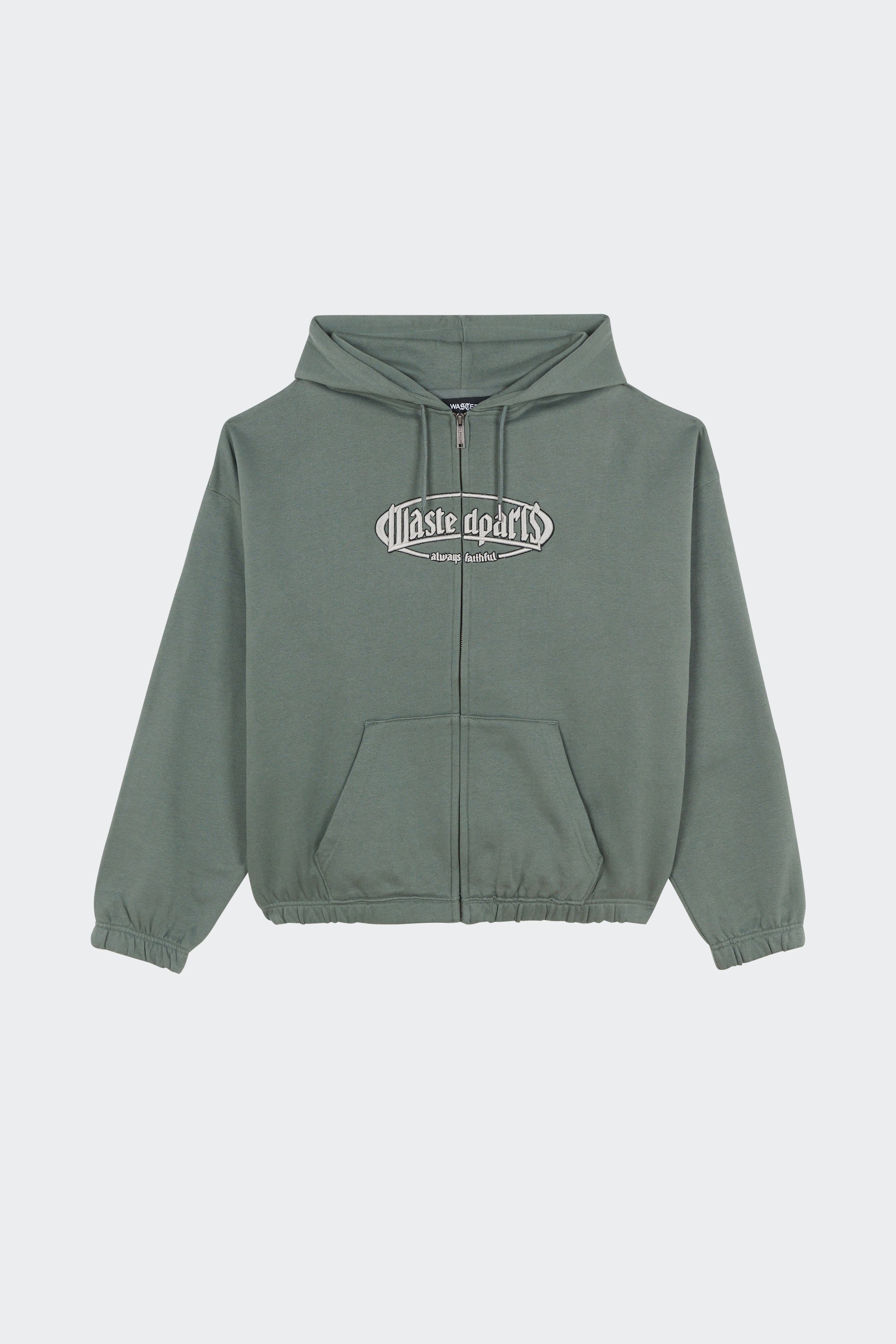 Regular-fit zip-up cotton-blend hoodie with Pony Player | Green by WASTED Regular-fit zip-up cotton-blend hoodie with Pony Player Green