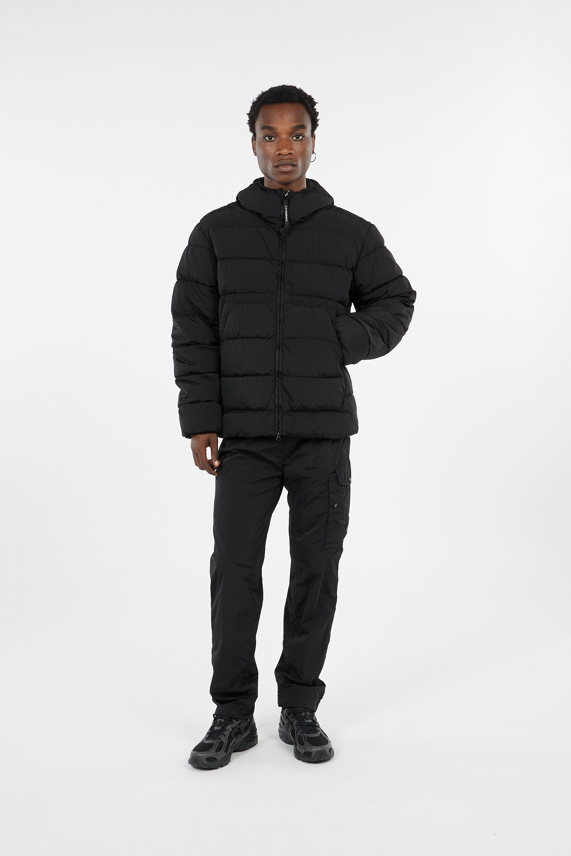 Lightweight quilted padded jacket with high neck Black