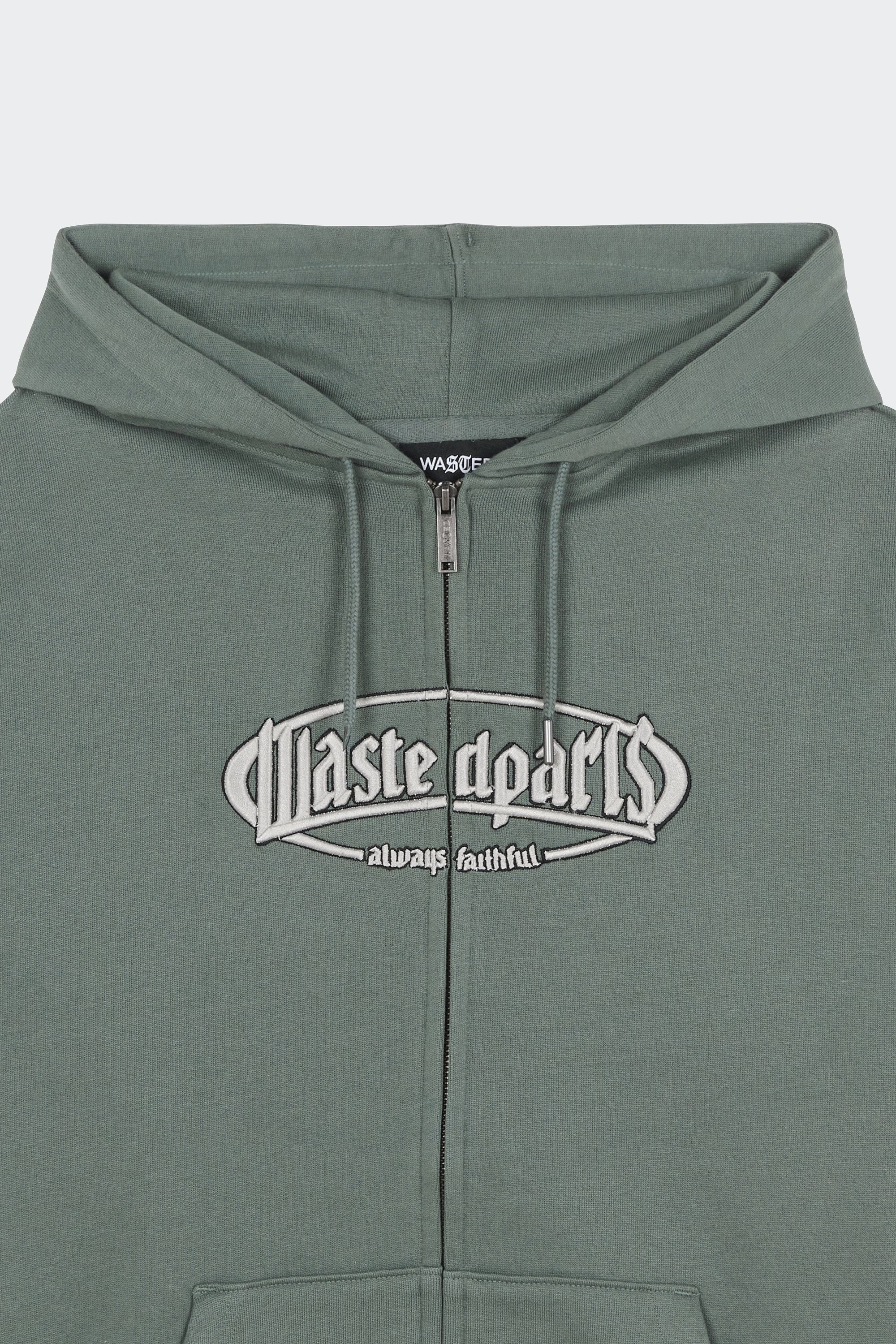 Regular-fit zip-up cotton-blend hoodie with Pony Player | Green by WASTED Regular-fit zip-up cotton-blend hoodie with Pony Player Green