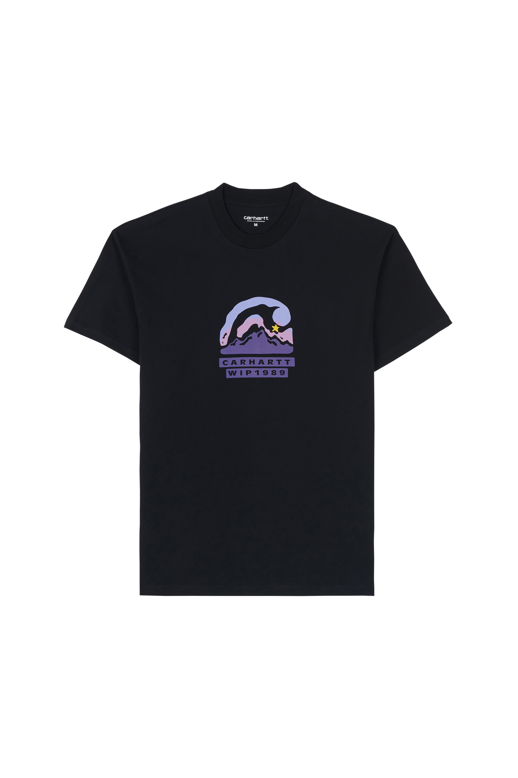 Regular-fit round-neck cotton T-shirt Black