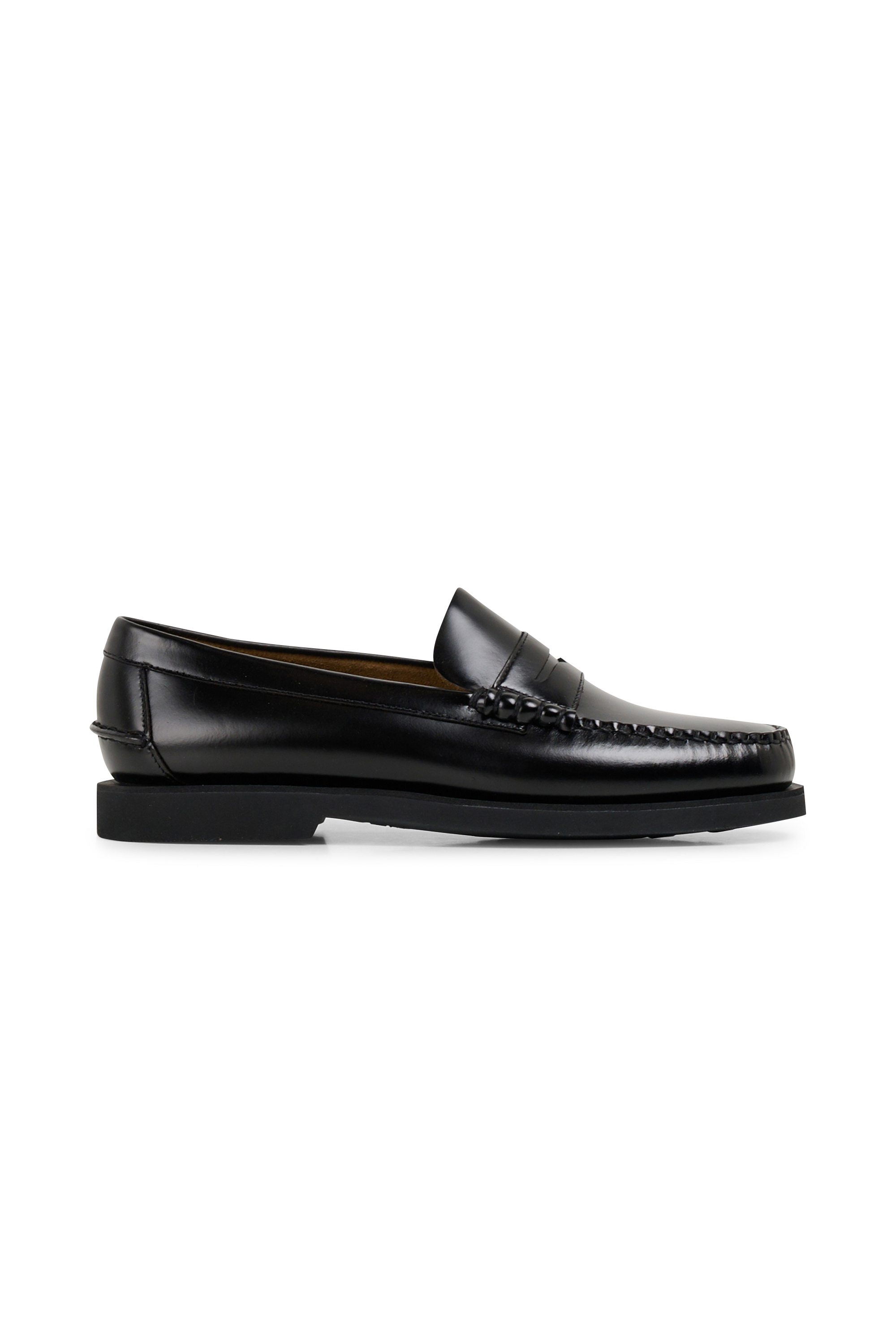 Leather deck shoes Black