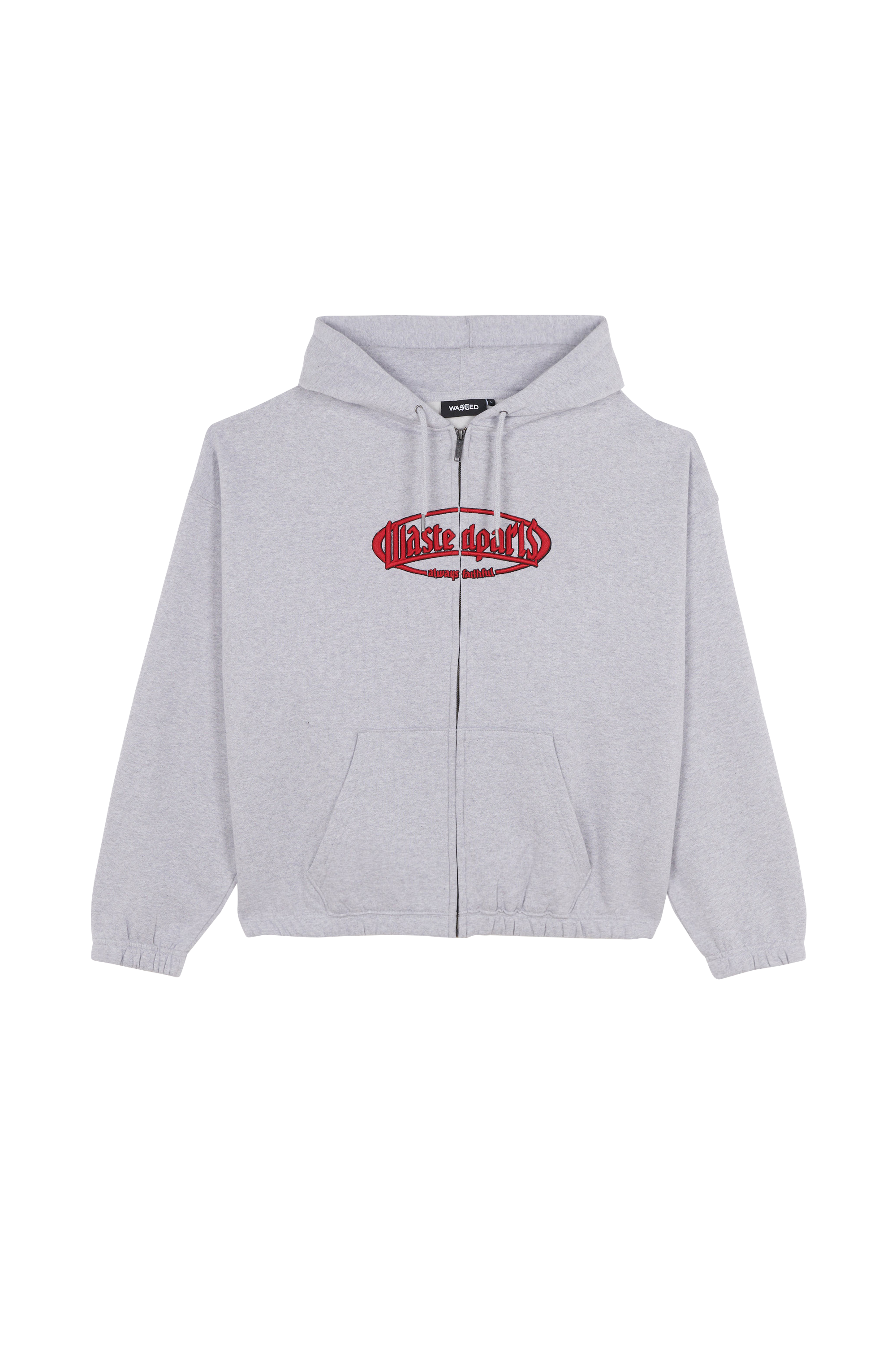 Regular-fit zip-up cotton-blend hoodie with Pony Player Grey