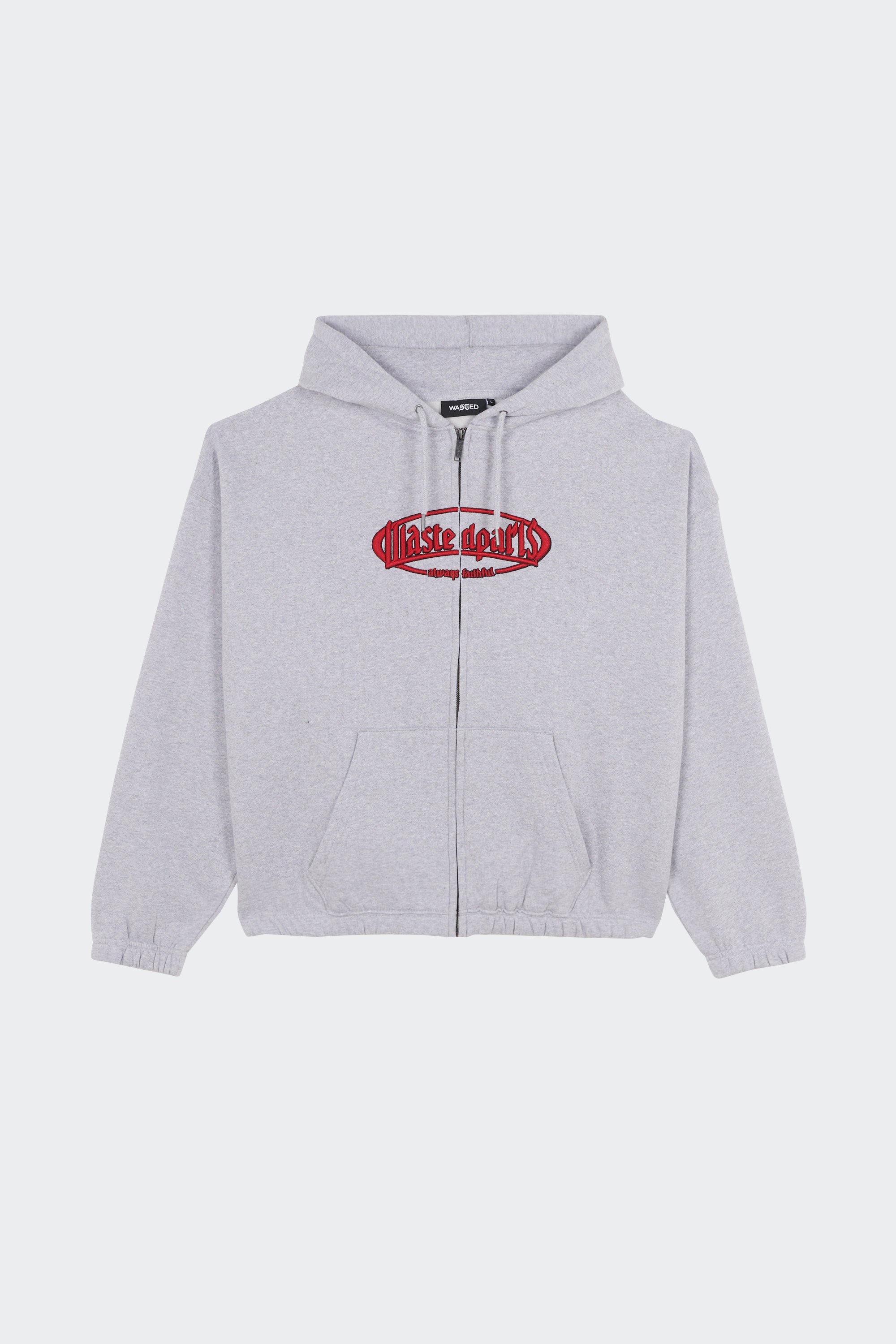 Regular-fit zip-up cotton-blend hoodie with Pony Player | Grey by WASTED Regular-fit zip-up cotton-blend hoodie with Pony Player Grey