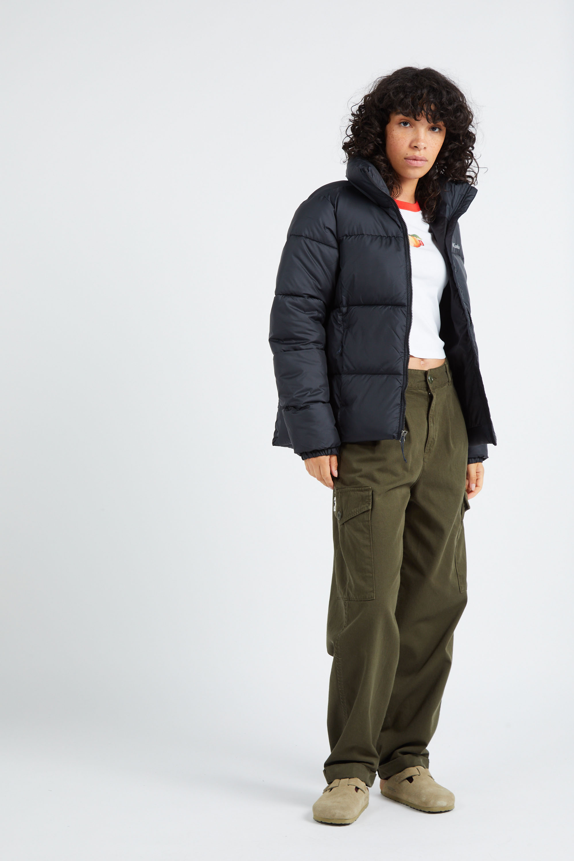 Lightweight quilted padded jacket with high neck Black