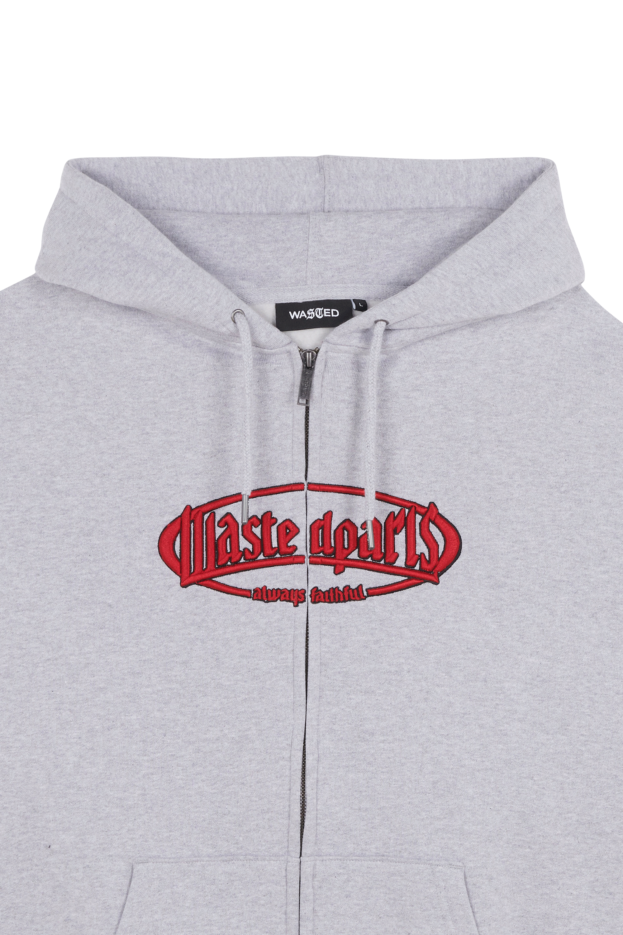 Regular-fit zip-up cotton-blend hoodie with Pony Player Grey