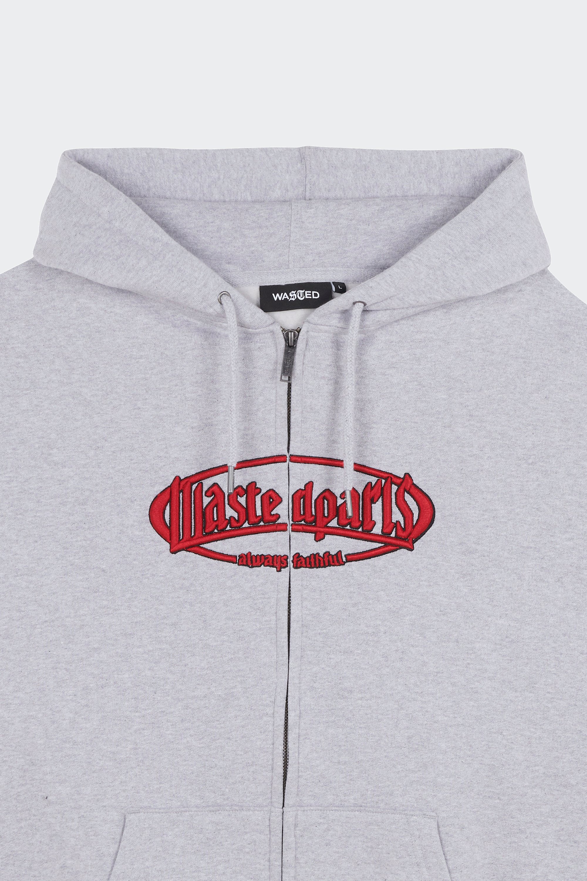 Regular-fit zip-up cotton-blend hoodie with Pony Player | Grey by WASTED Regular-fit zip-up cotton-blend hoodie with Pony Player Grey