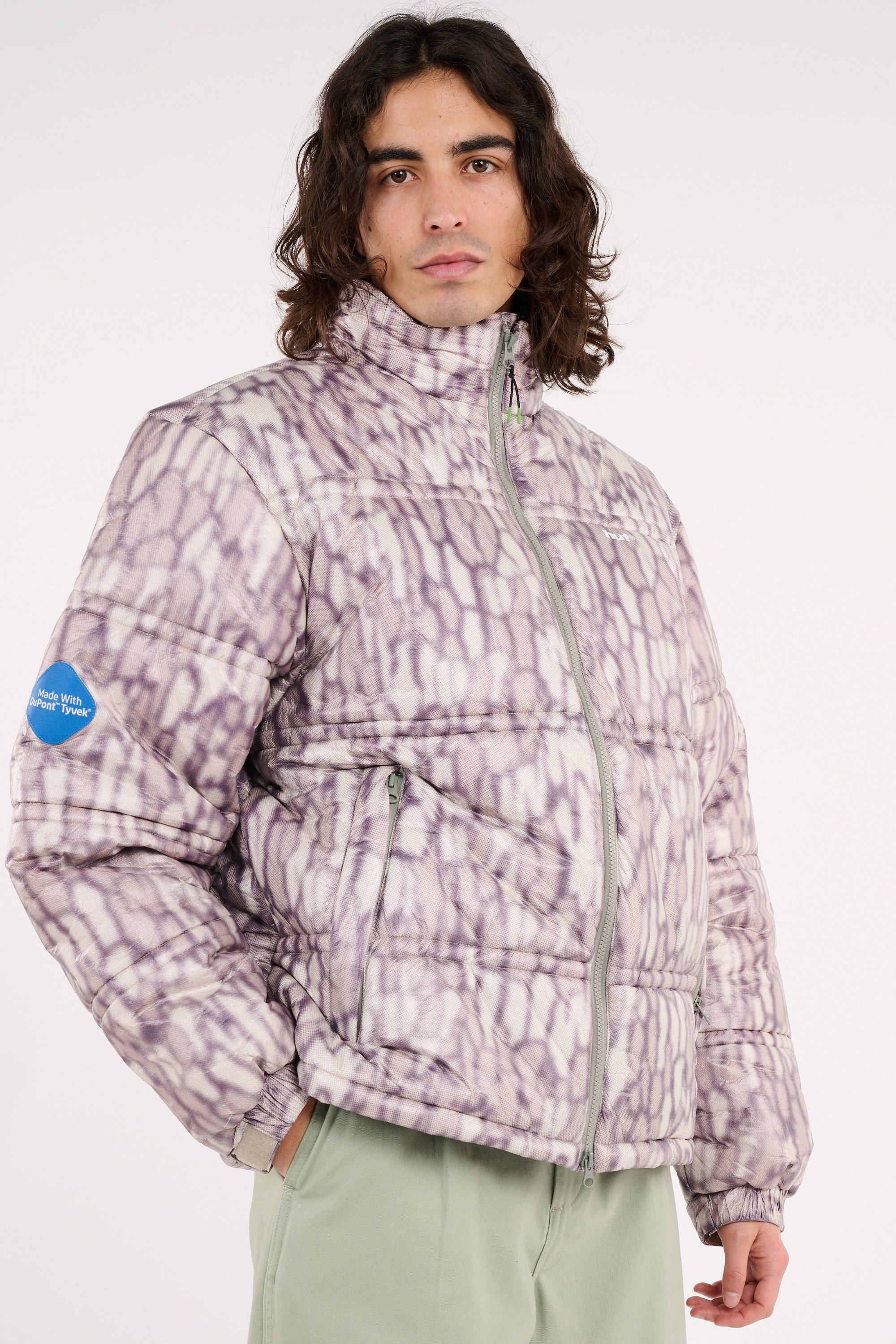 Lightweight quilted padded jacket with high neck Multicolored