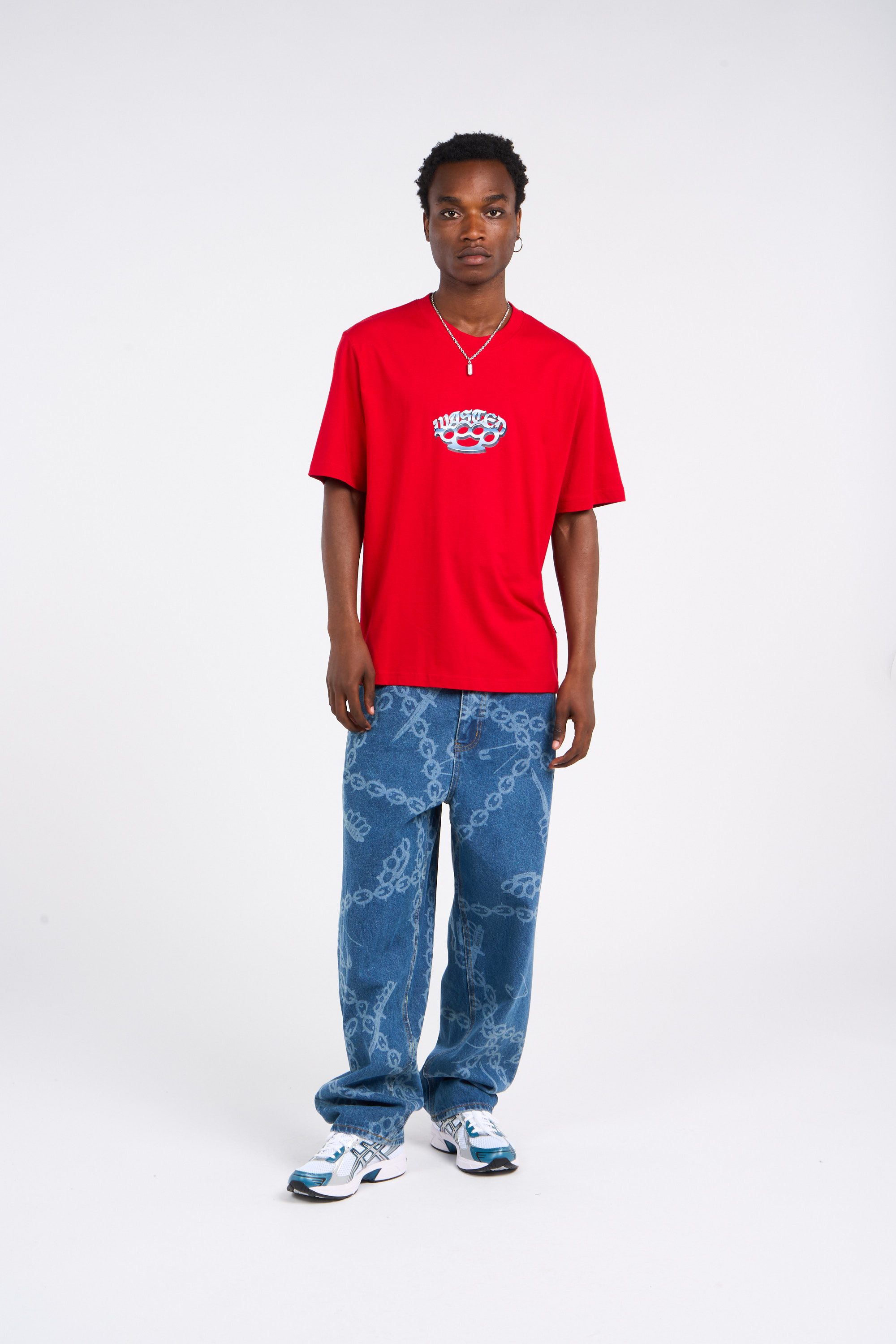 Regular-fit round-neck cotton T-shirt Red