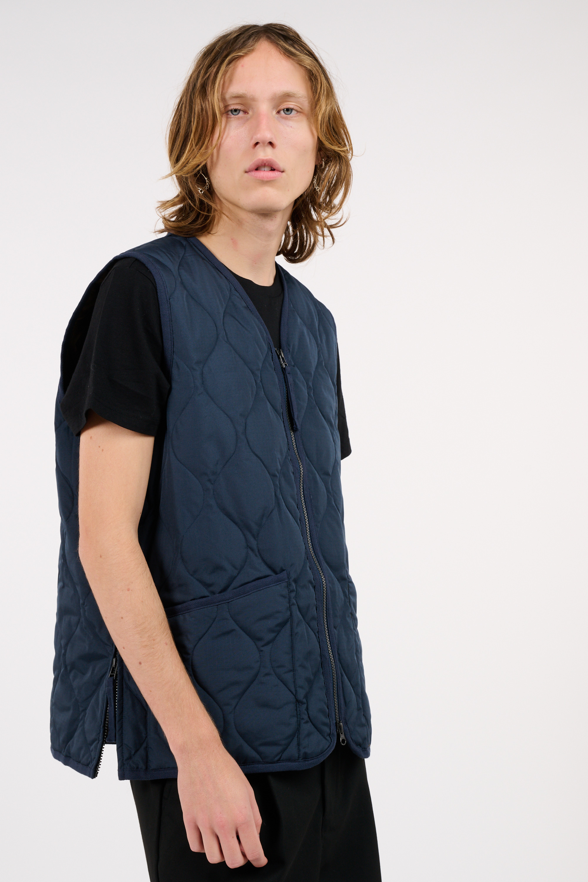 Lightweight quilted padded jacket with high neck Blue