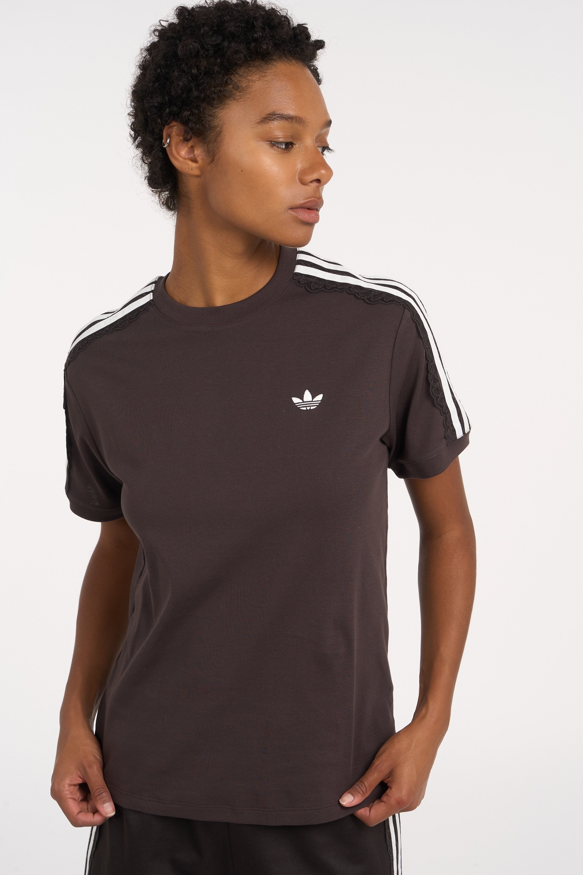 Regular-fit round-neck cotton T-shirt | Brown ADIDAS Women