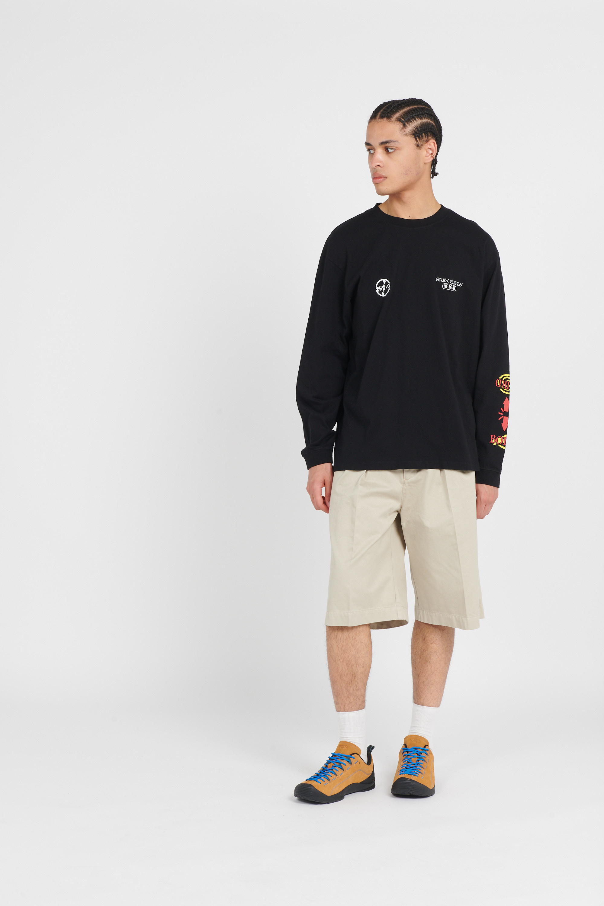 Regular-fit round-neck cotton T-shirt Black
