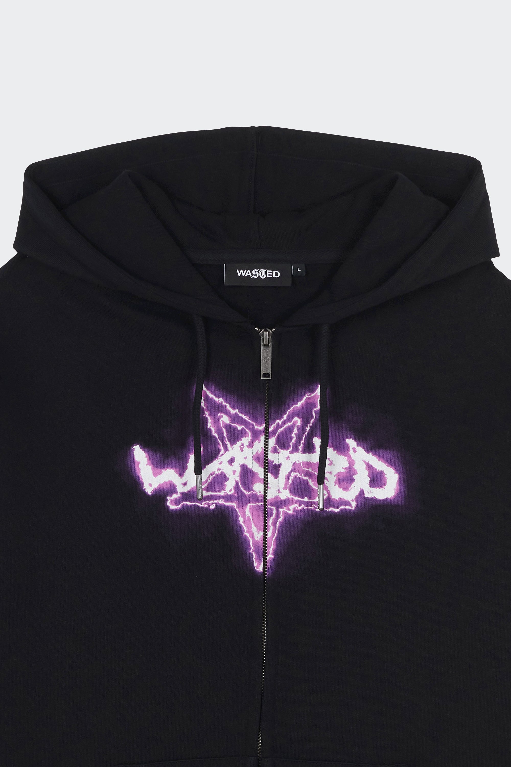 Regular-fit zip-up cotton-blend hoodie with Pony Player | Black by WASTED Regular-fit zip-up cotton-blend hoodie with Pony Player Black