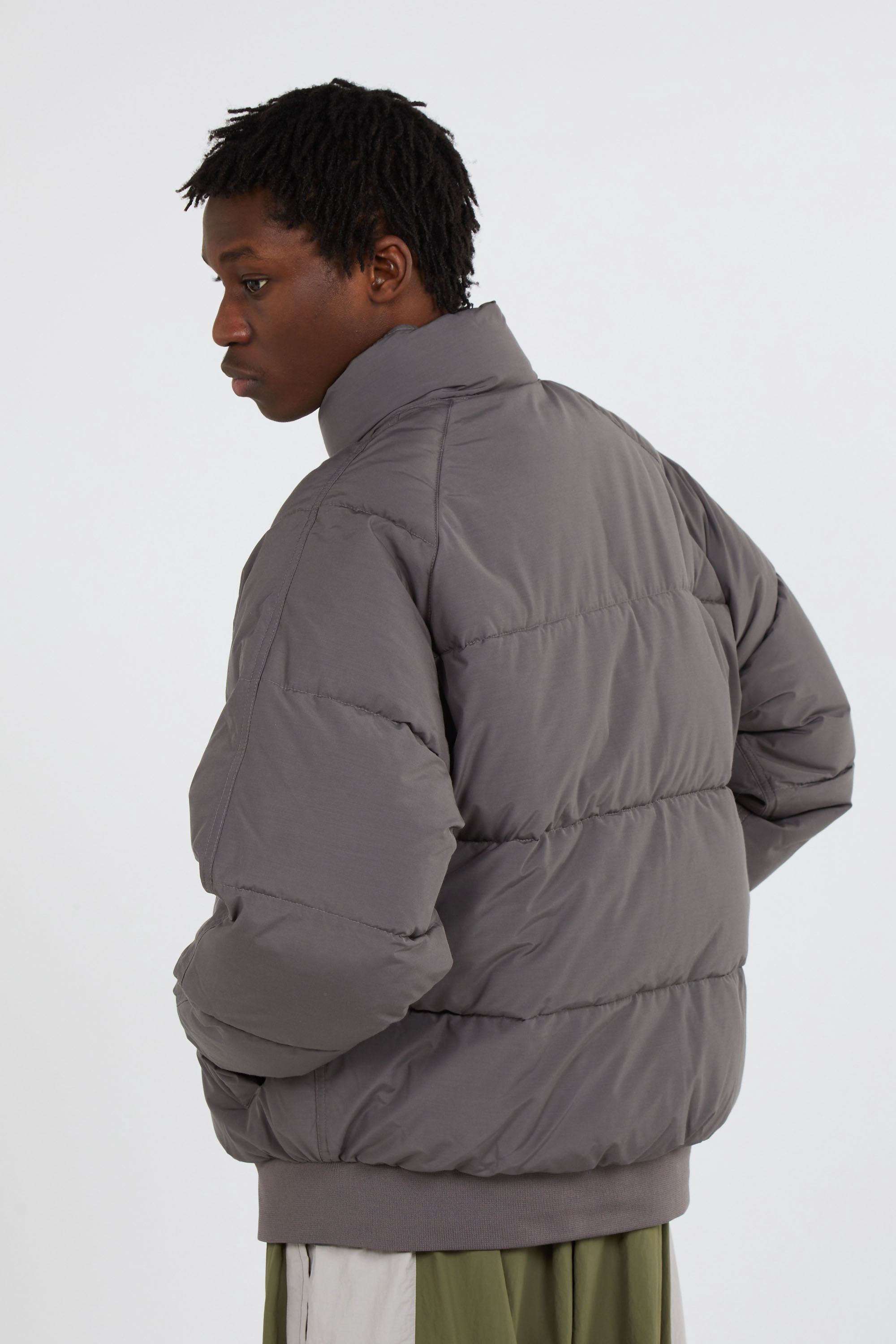 Lightweight quilted padded jacket with high neck Grey